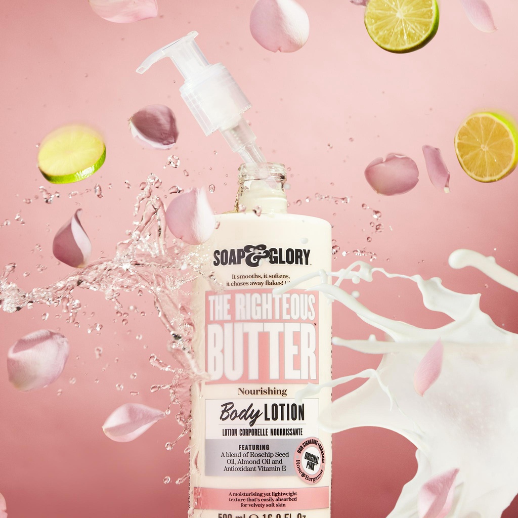 soap and glory Pink The Righteous Butter Moisturising Body Lotion Pump 500ml