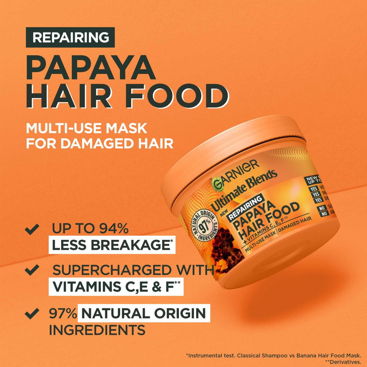 Garnier Ultimate Blends Hair Food Papaya 3-in-1 Damaged Hair Mask Treatment 400ml