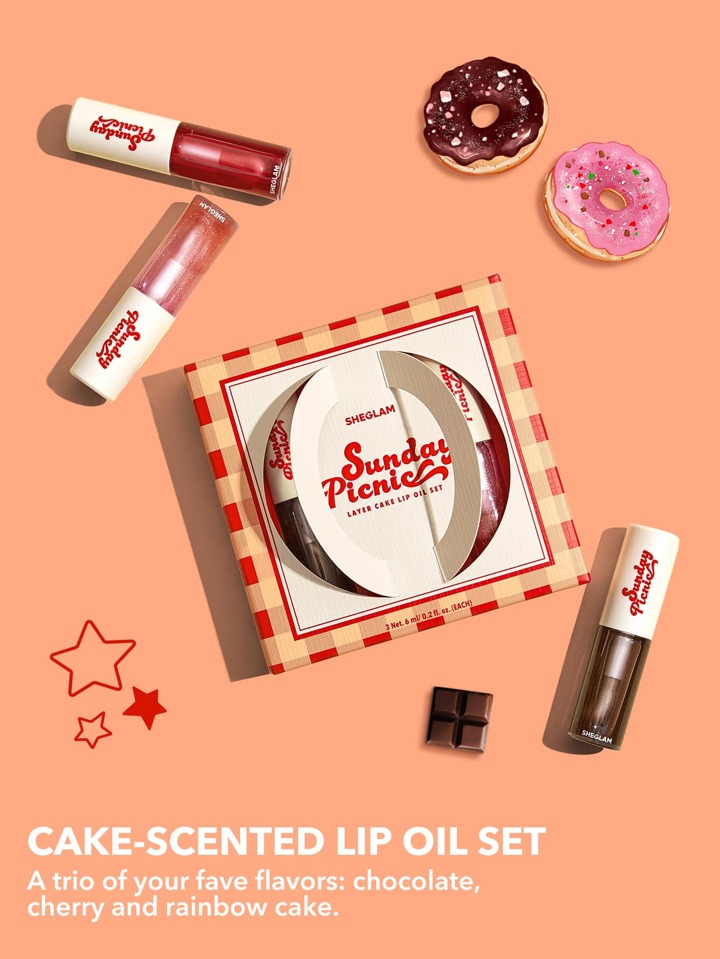 SHEGLAM Sunday Picnic Layer Cake Lip Oil Set 3 