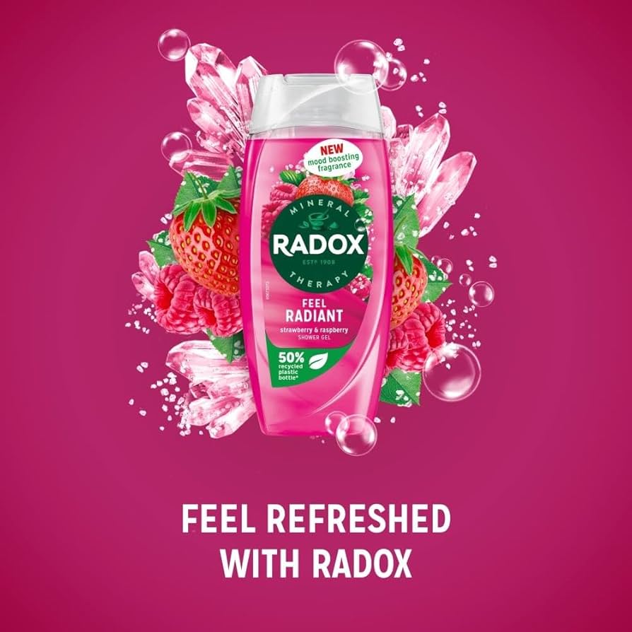 Radox Feel Radiant Shower Gel 225ml with Strawberry & Raspberry