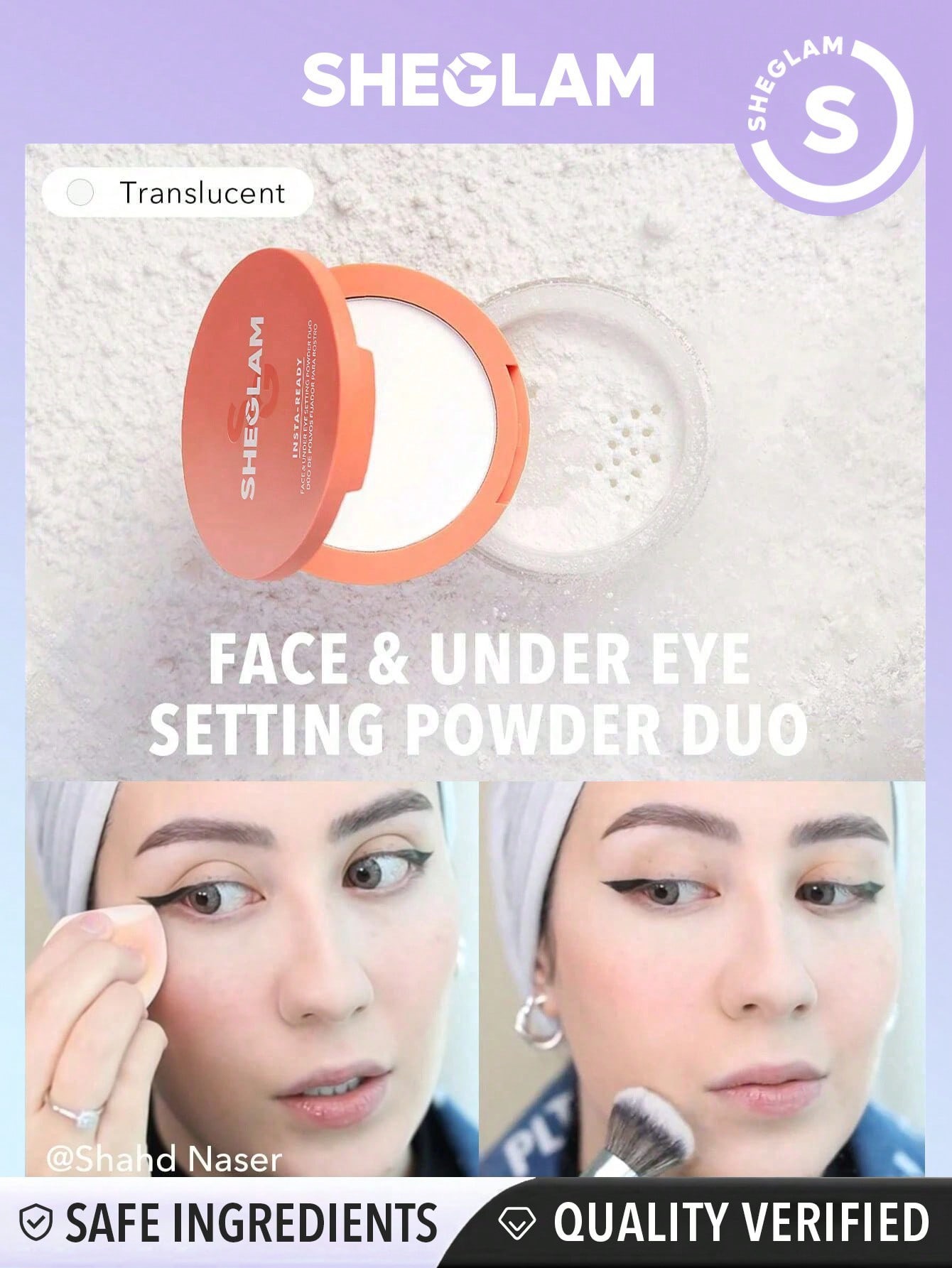 Sheglam loose powder Insta-Ready Face & Under Eye Setting Powder Duo-Translucent