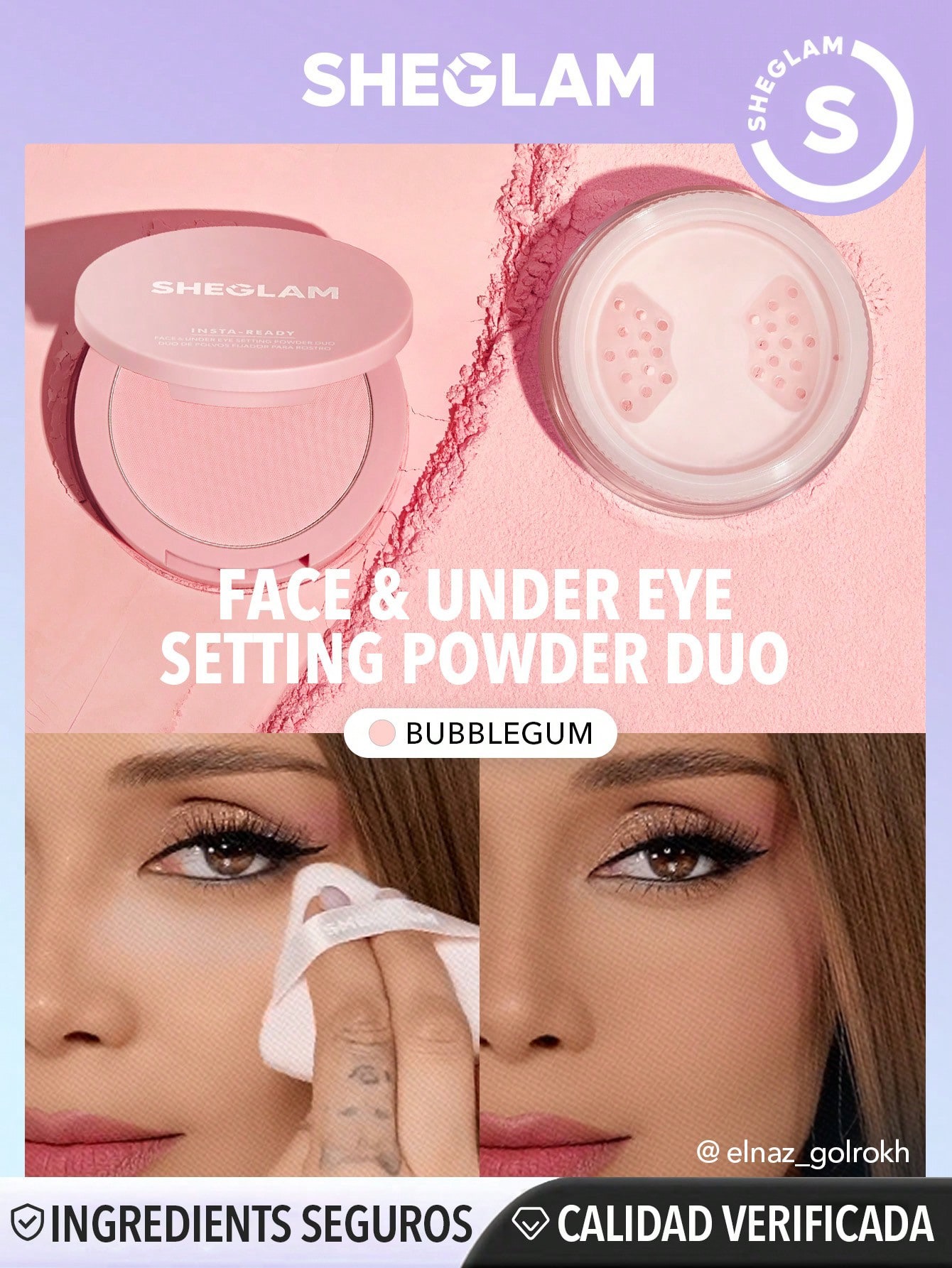 Sheglam loose powder Insta-Ready Face & Under Eye Setting Powder Duo-Bubblegum