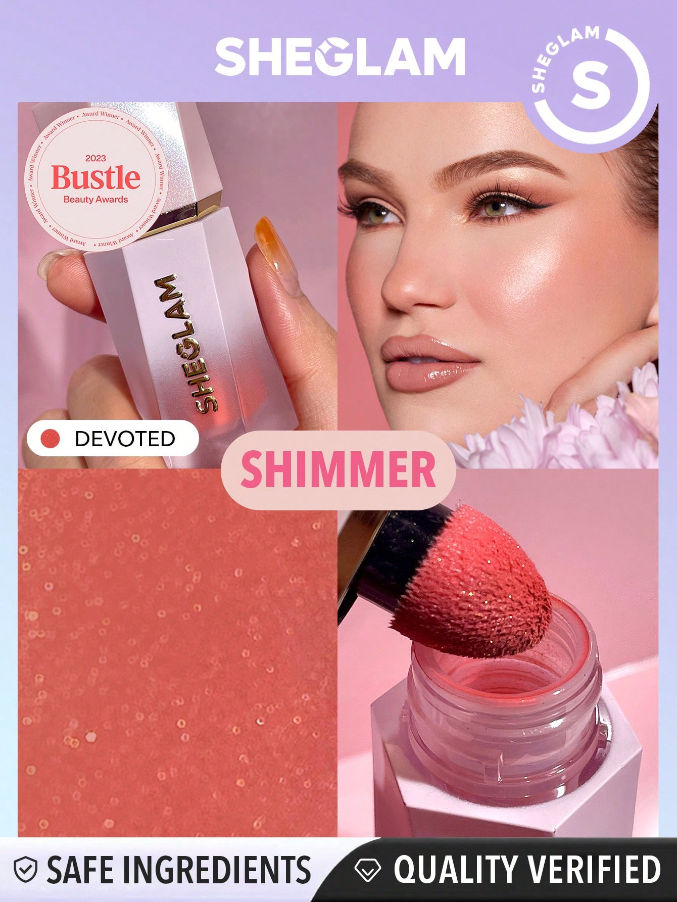 Sheglam-Color Bloom Dayglow Liquid Blush Shimmer Finish-Devoted