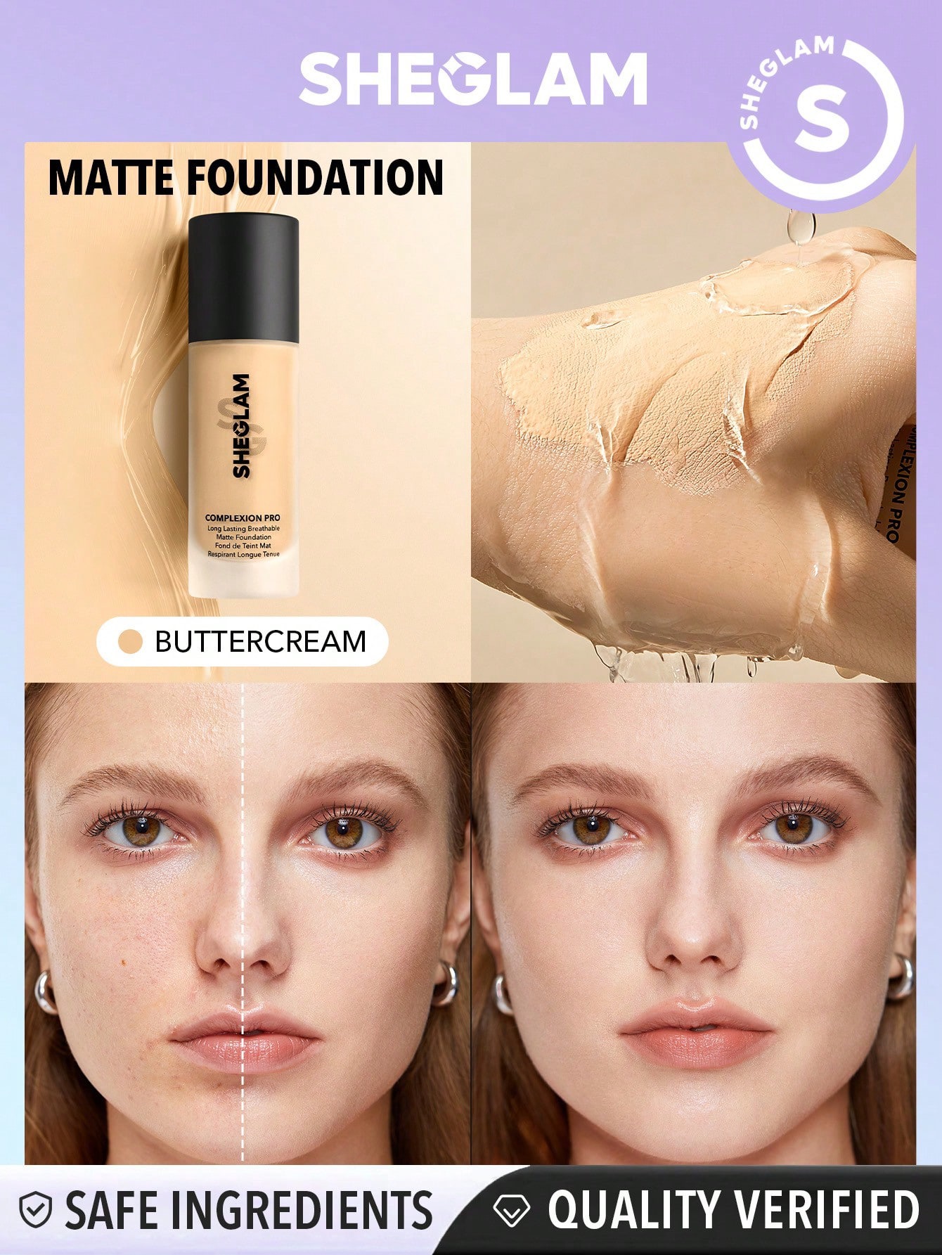 Sheglam-Complexion Pro Long Lasting Breathable Matte Foundation-Buttercream