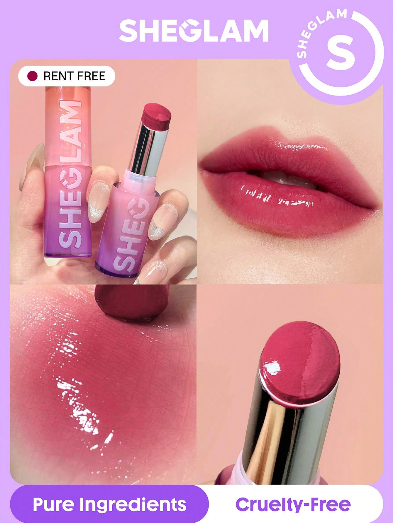 Sheglam-Mirror Kiss High-Shine Lipstick-Rent Free