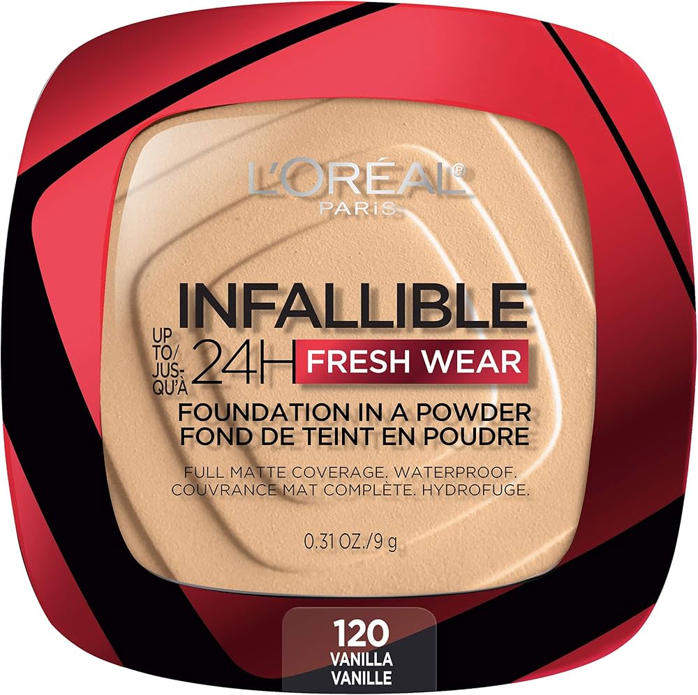 L'Oreal Paris Makeup Infallible Fresh Wear Foundation in a Powder, Up to 24H Wear, Waterproof(120)