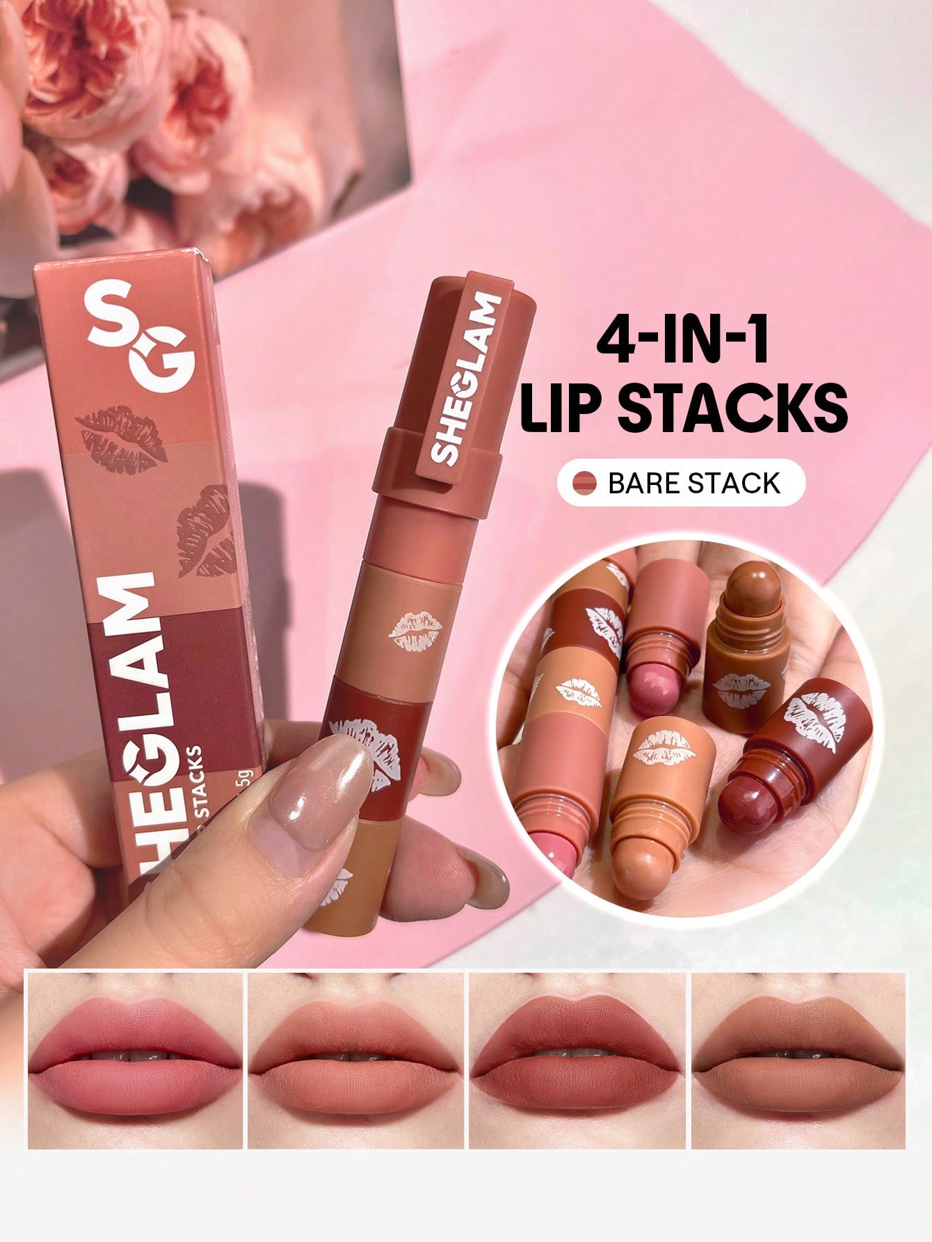 Sheglam-Mega Lip Stacks-Nude-Bare Stack