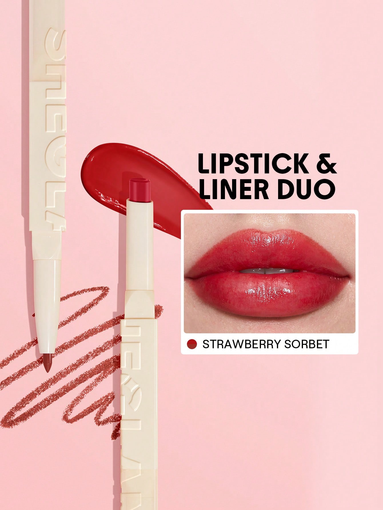 Sheglam-Glam 101 Sheer Tinted Lipstick & Liner Duo-Strawberry Sorbet