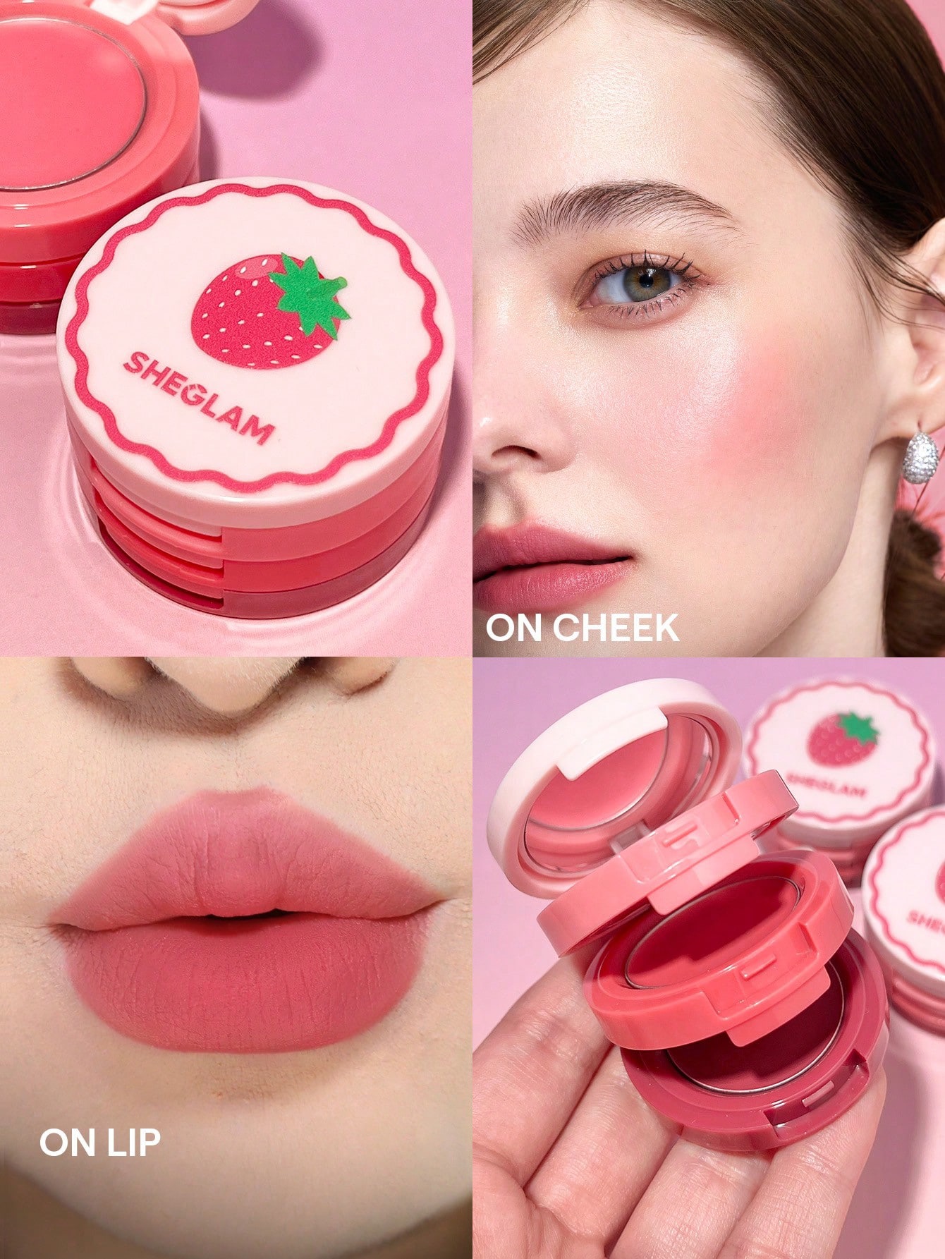 Sheglam-Strawberry Whirl Cheek & Lip Cream Stack-pink