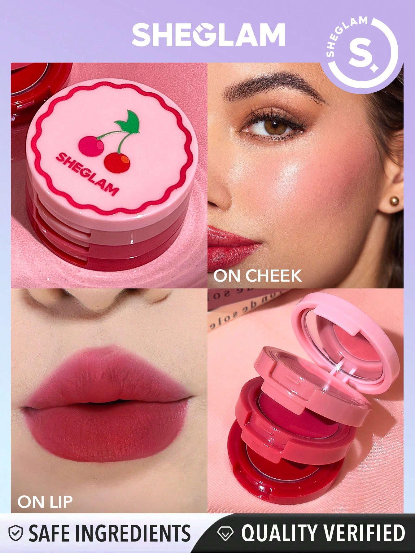 Sheglam-verry cherry Whirl Cheek & Lip Cream Stack-pink