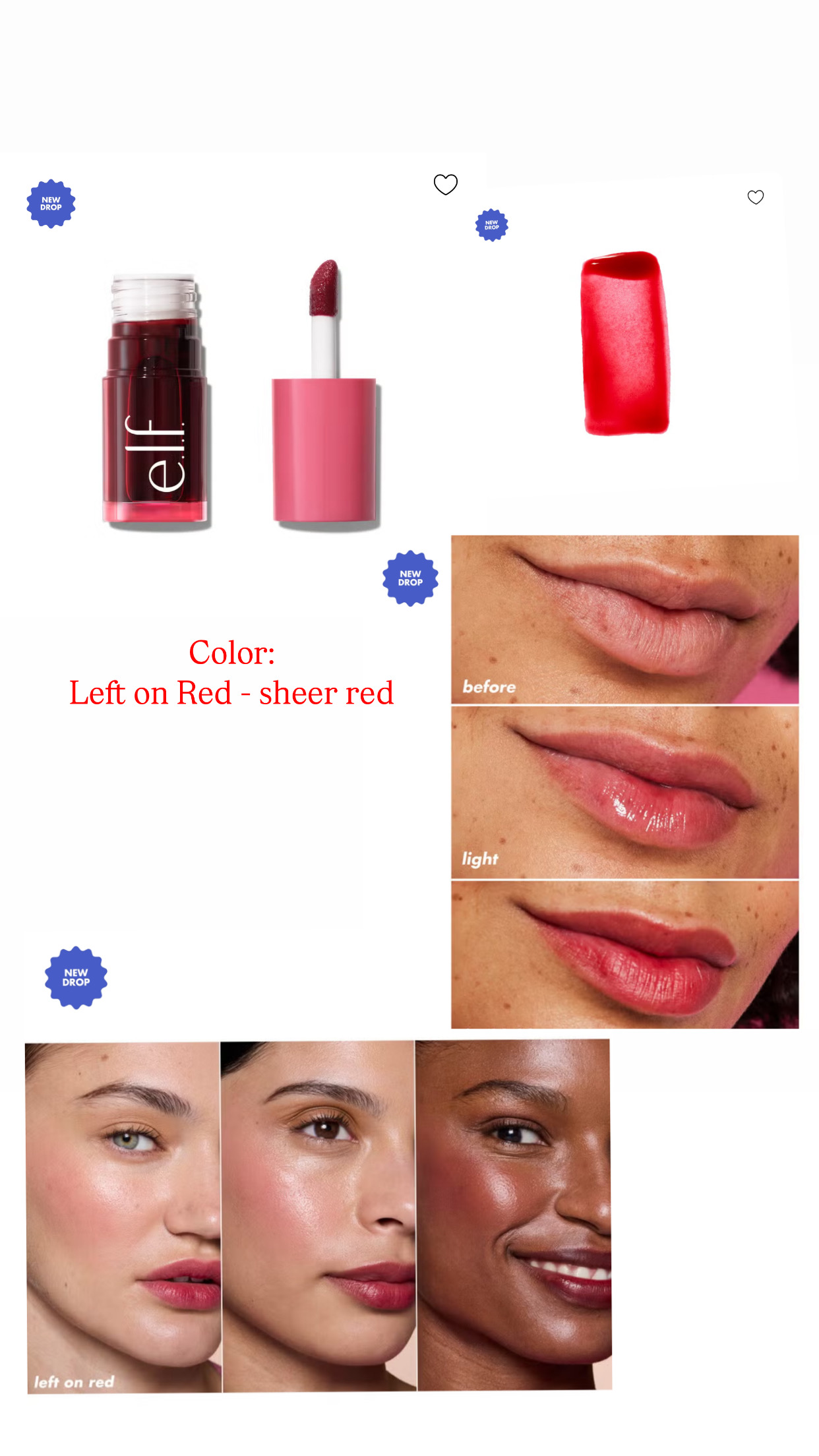 Elf Watery cheek and lip tint for buildable-sheer red