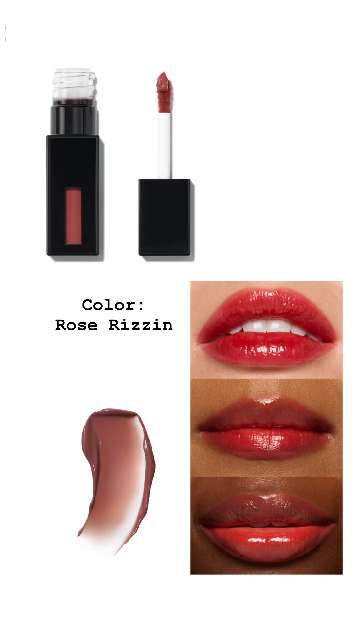 Elf Long-lasting red lip stain with a glossy finis-Rose rizzin