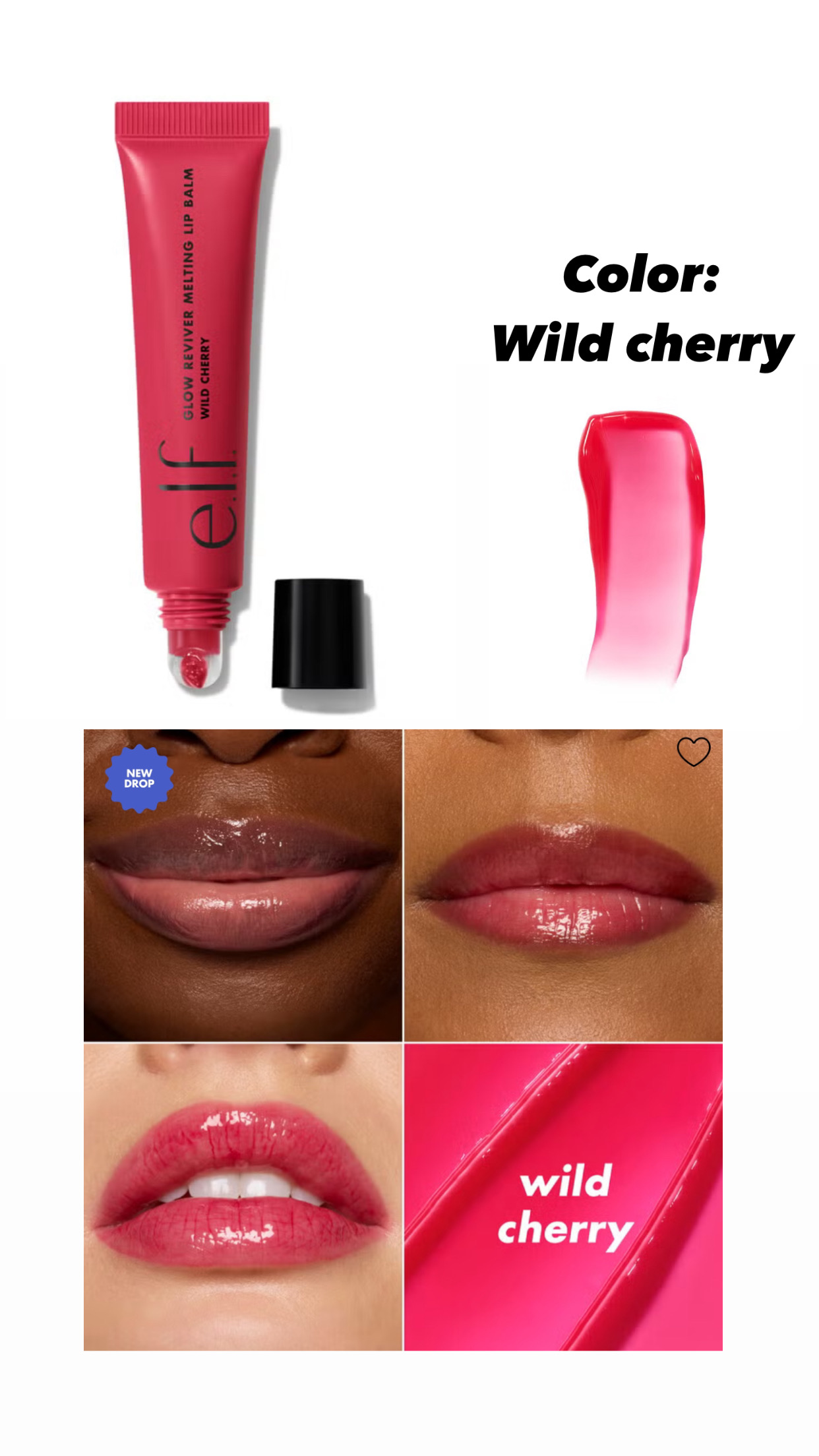 Elf Buttery red tinted lip balm with a glossy finish-wild cherry