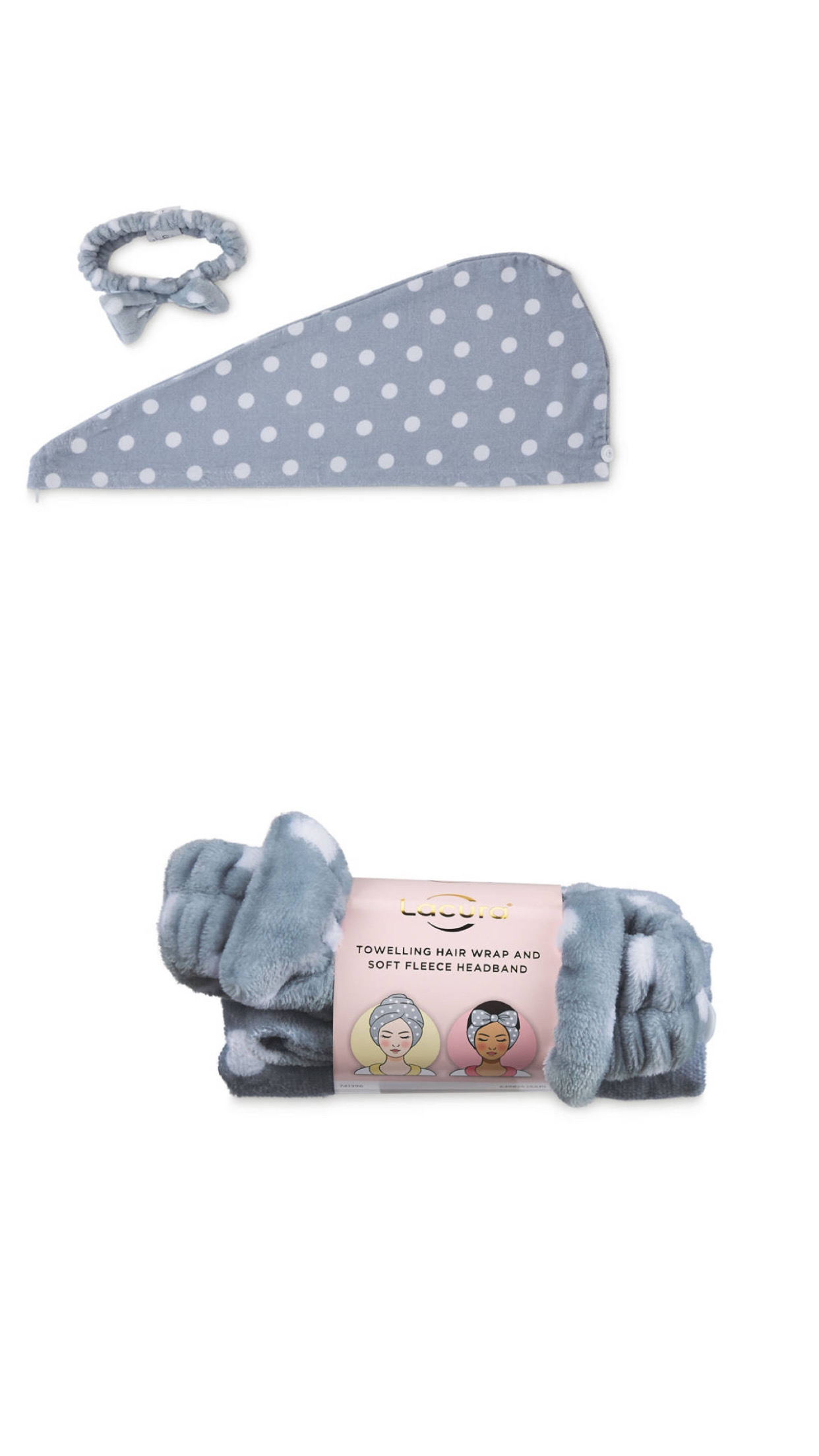 Lacura Satin Accessories towel/headband-grey
