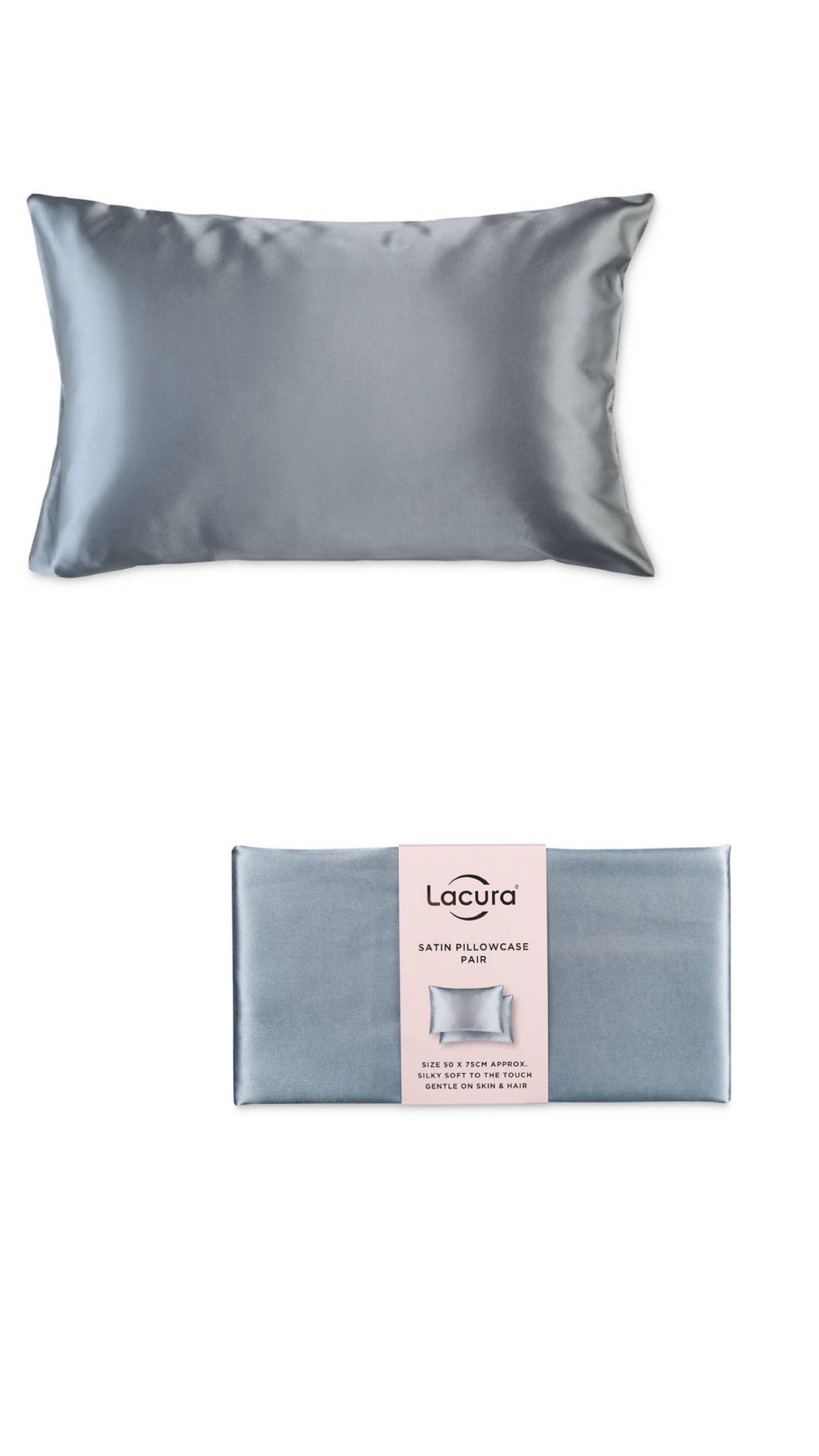 Lacura Satin PillowCase-grey