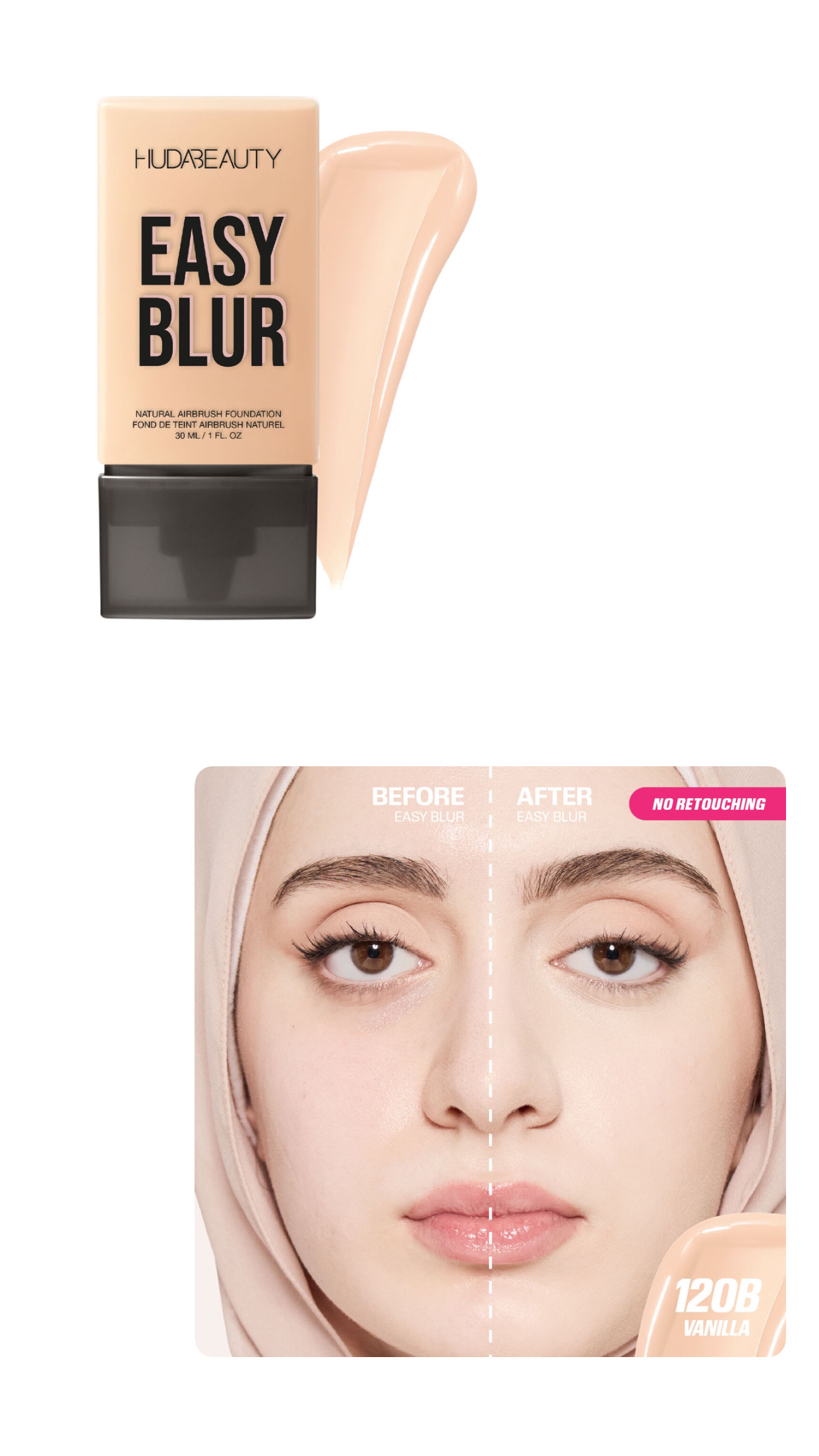 huda beauty easy blur Foundation  (Vanilla 120B)