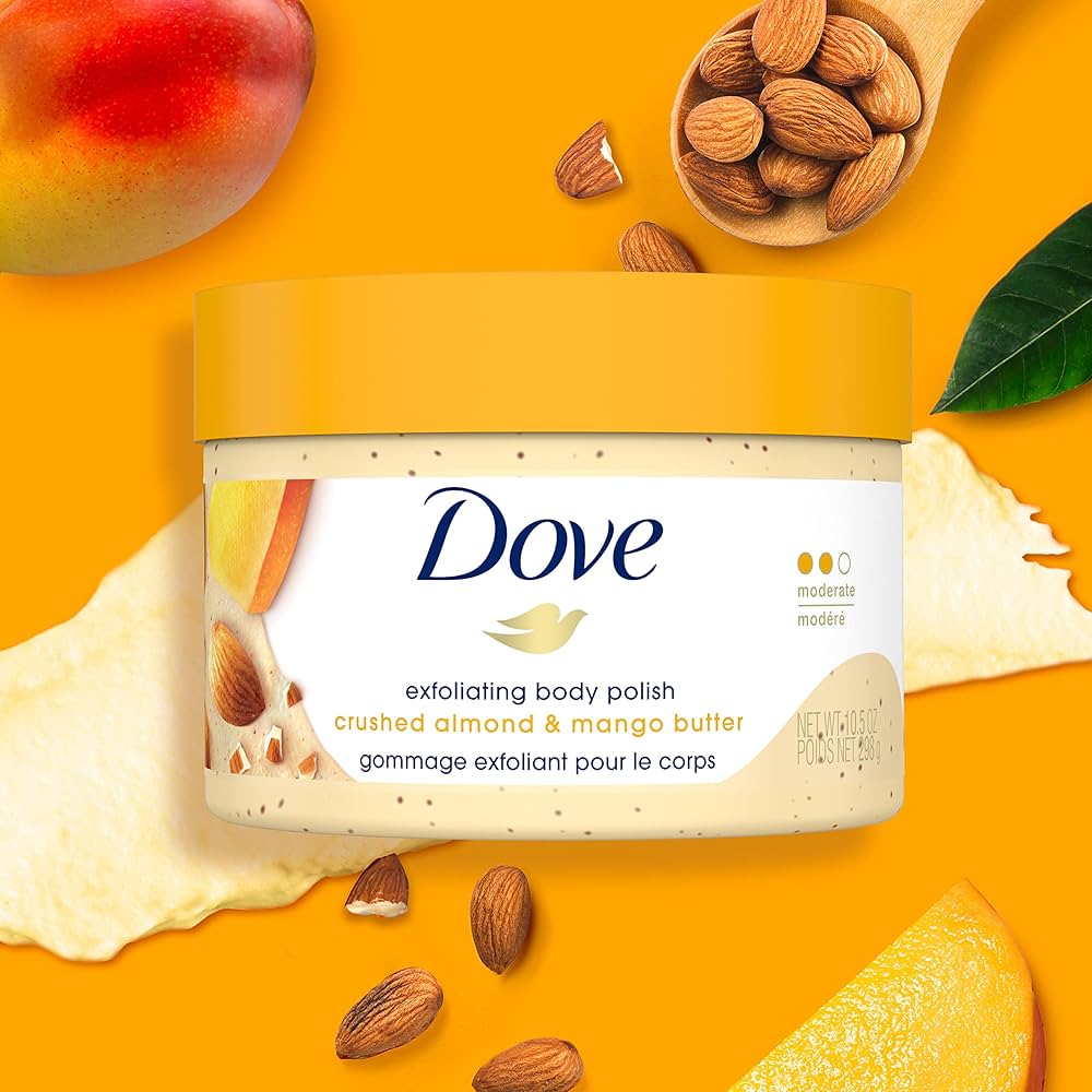 Dove Exfoliating Body Polish Body Scrub Crushed Almond and Mango Butter-224ml