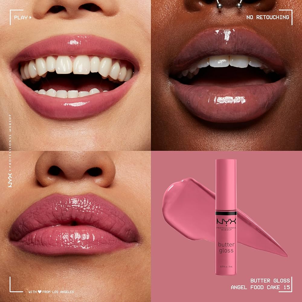 Nyx Butter Gloss, Non-Sticky Lip Gloss - Angel Food Cake