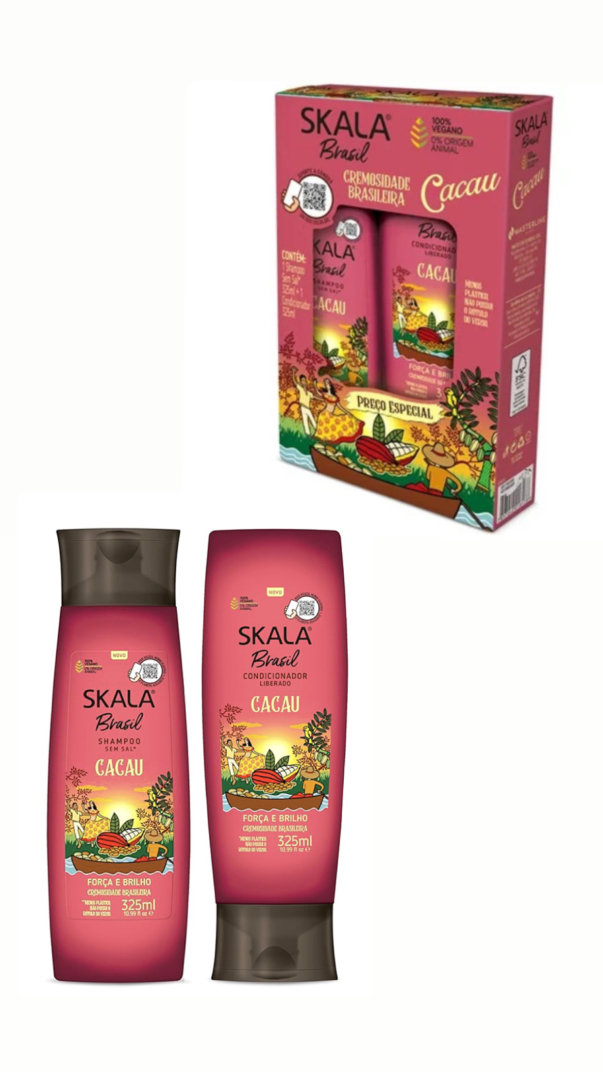Skala- Brasil - Kit Shampoo e Condicionador Cacau-325ml
