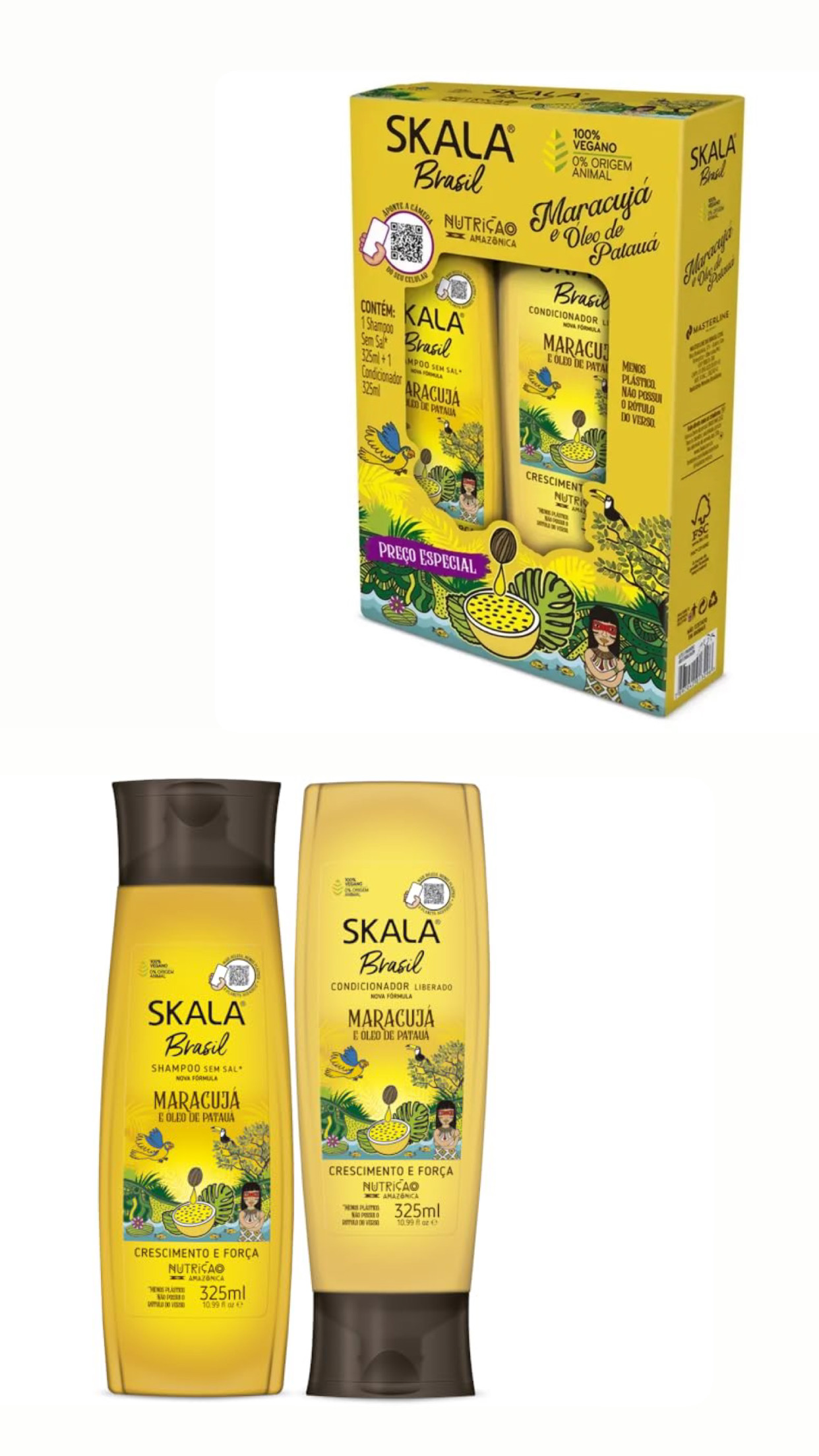 Skala  Brasil Shampoo + Conditioner Maracujá e Óleo de Patauá - 325ml
