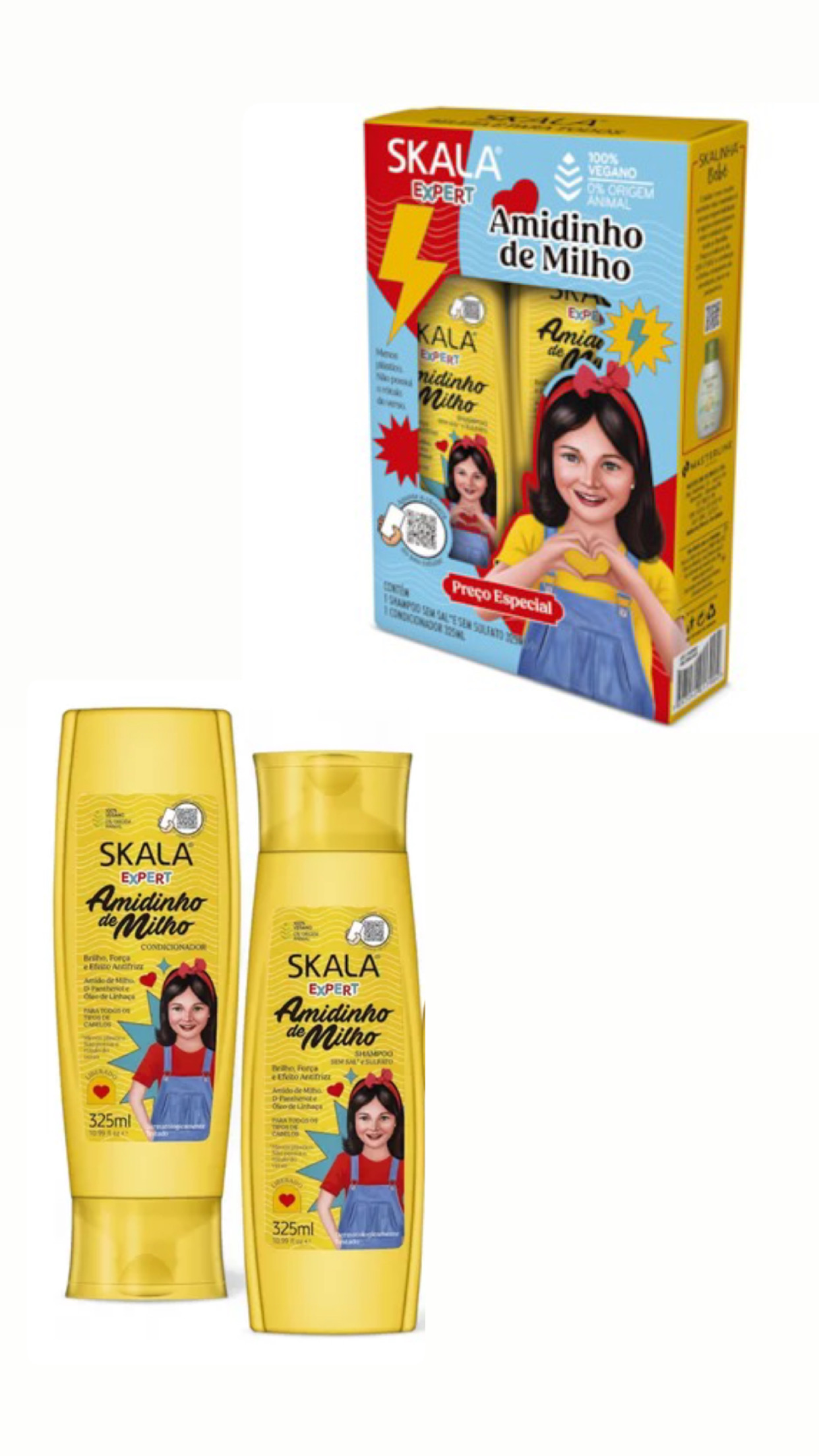 Skala Amidinho De Milho Kids Kit - shampoo+ condicionador-325ml