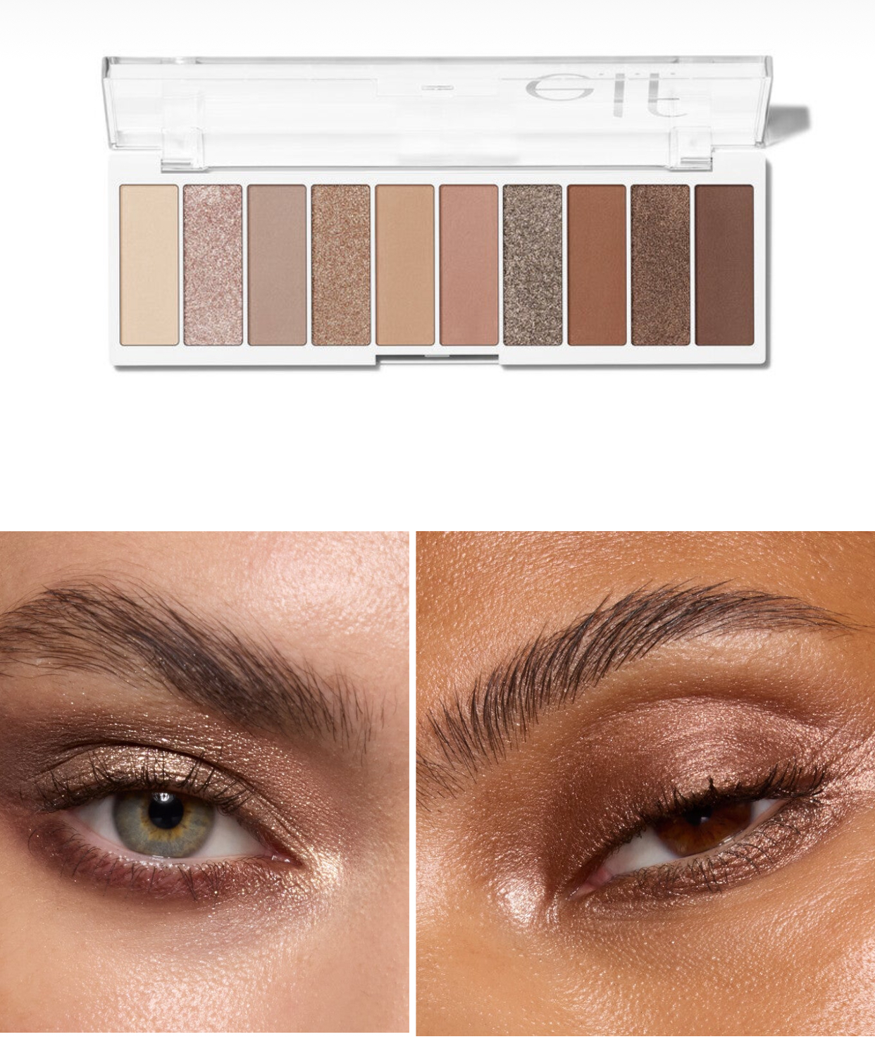 Elf 10-shade eyeshadow palettes with a mix of mattes and shimmers-keep it ethereal
