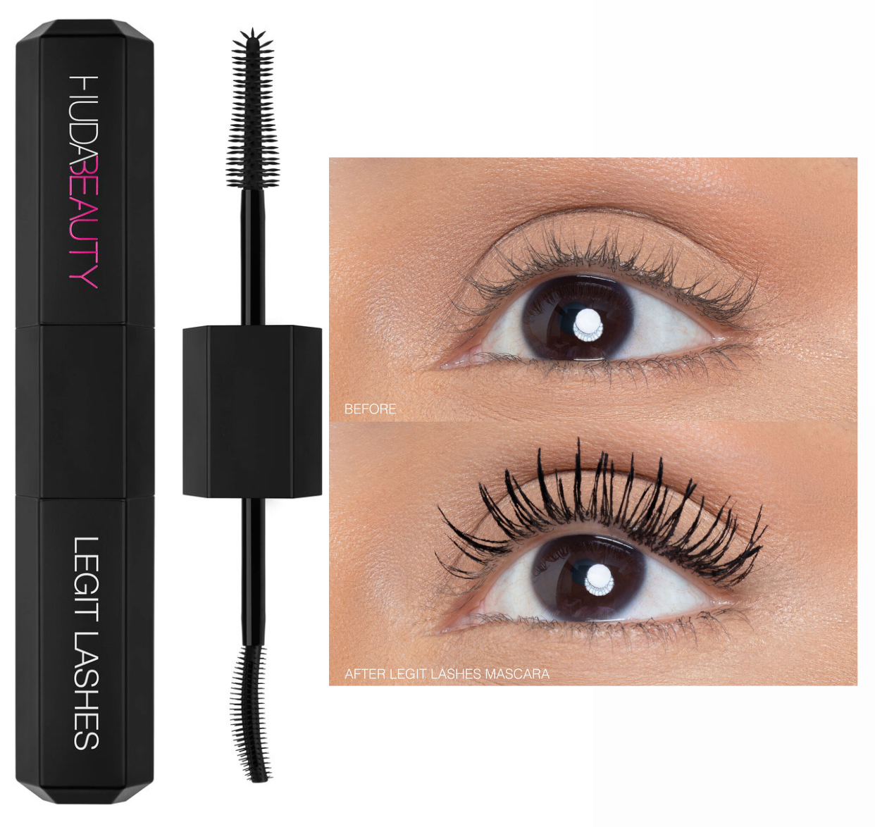 Huda beauty LEGIT LASHES Double-Ended Volumizing and Lengthening Mascara