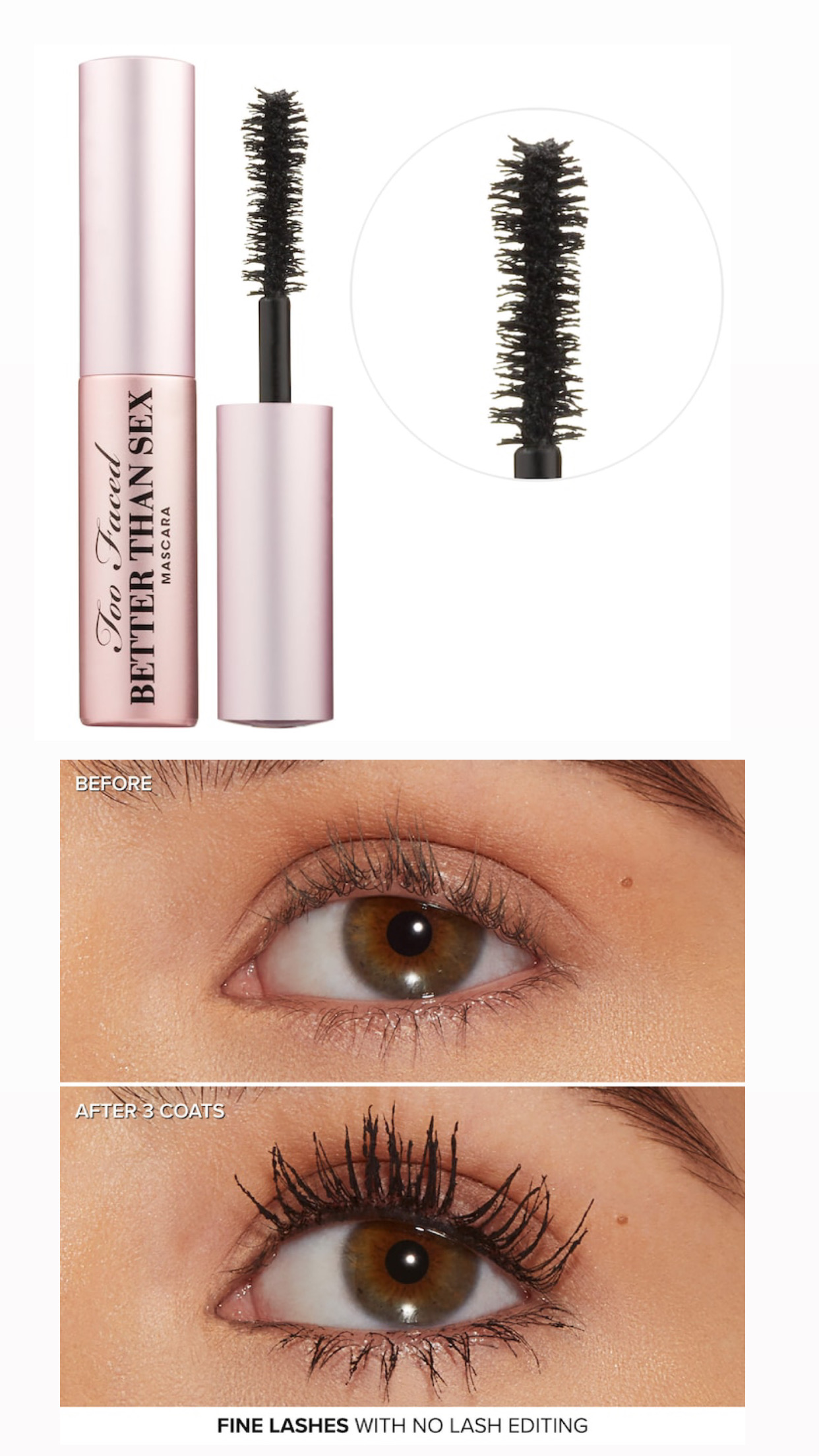 Too faced Travel Size Better Than Sex Mascara-mini size(0.17oz)
