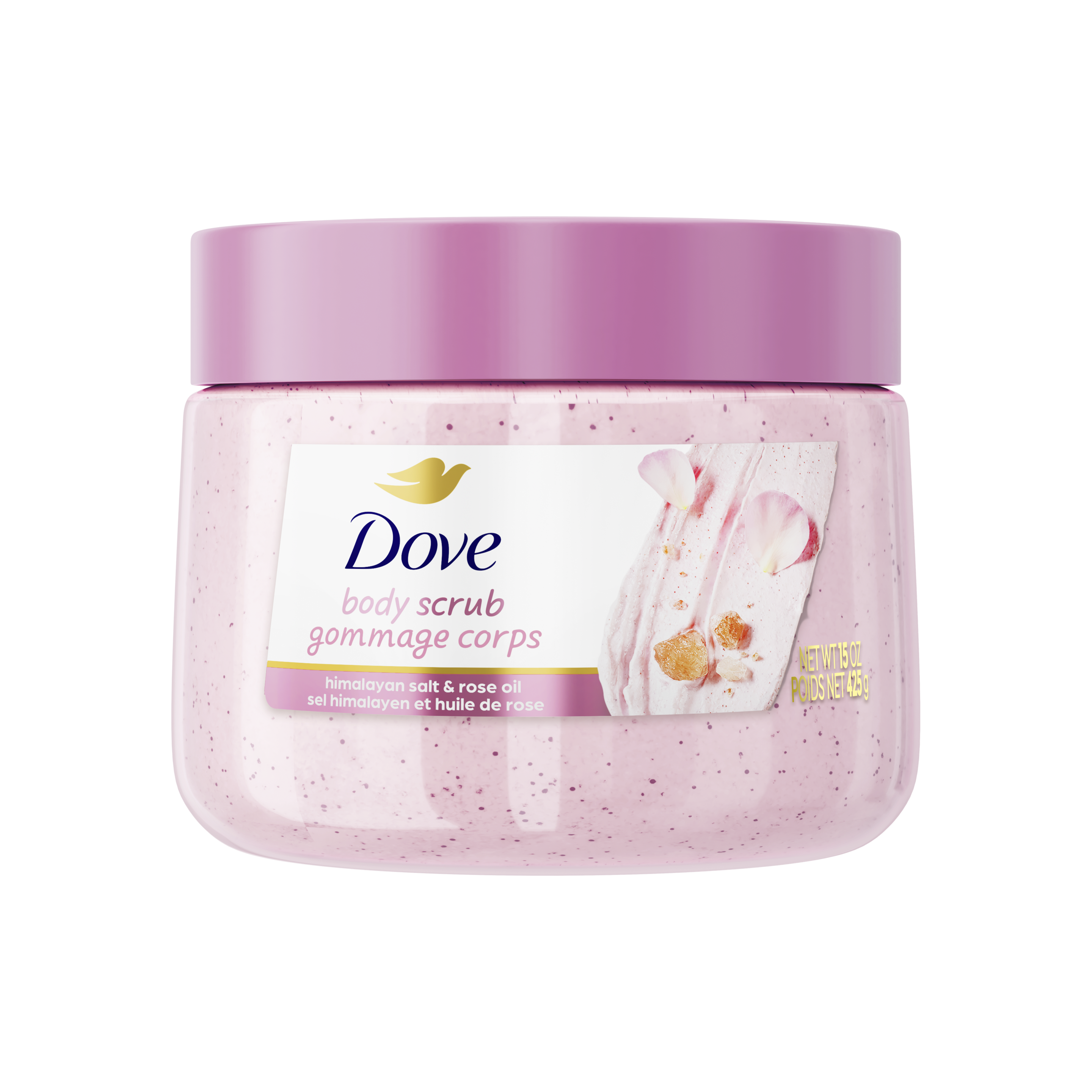 Dove Moisturizing Body Scrub Himalayan Salt & Rose Oil-425g