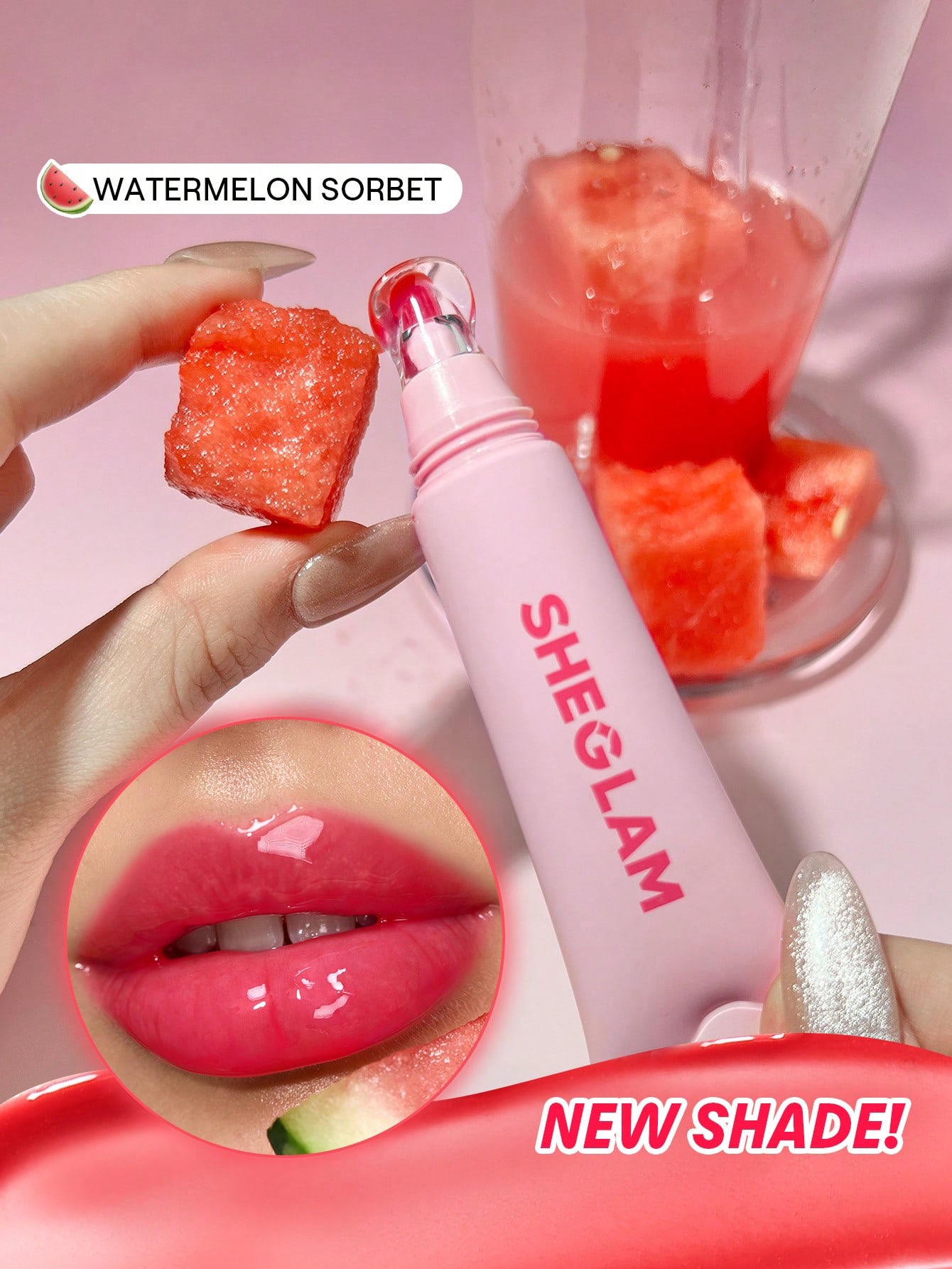 Sheglam Crystal Glaze Moisturizing Lip Care With Keychain-Watermelon sorbet