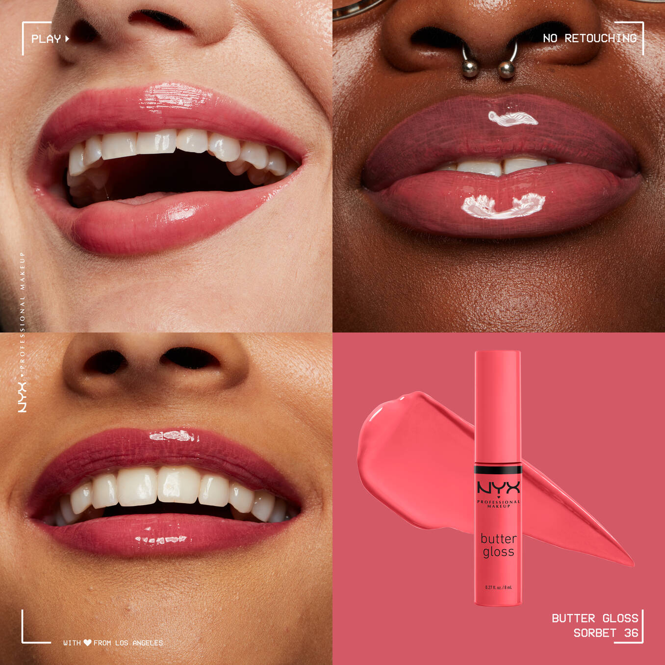 nyx butter gloss non sticky lip gloss-sorbet 