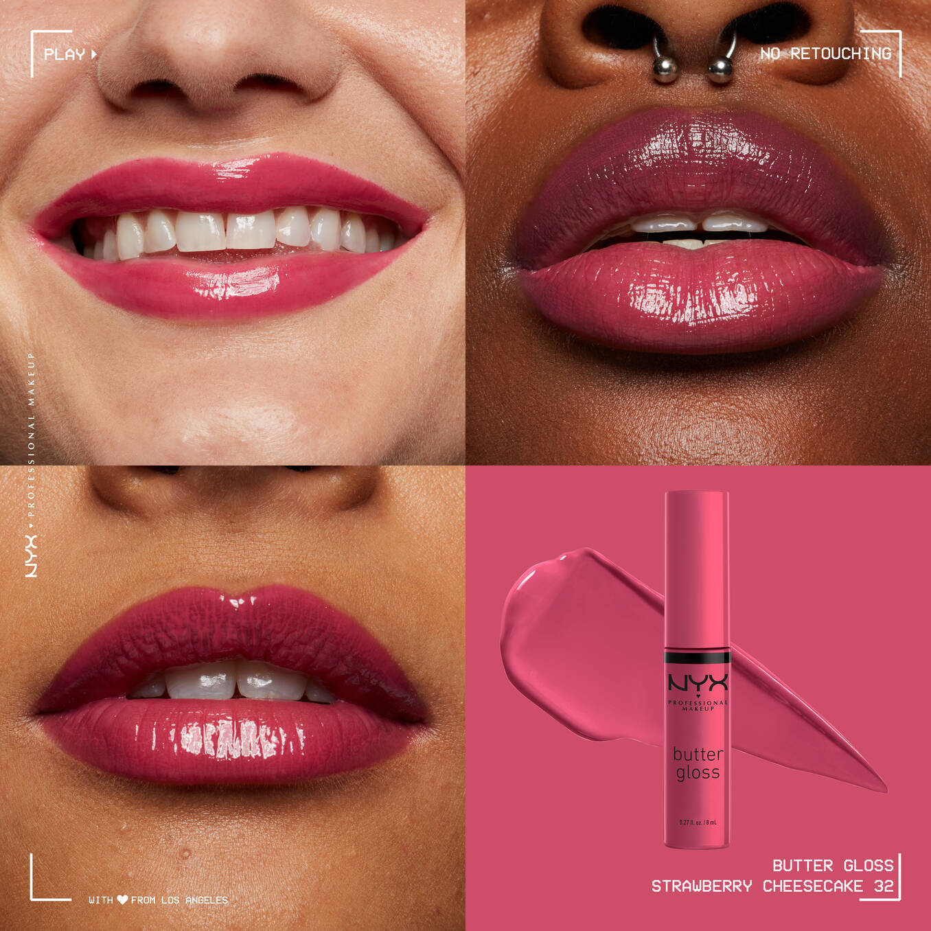 nyx butter gloss non sticky lip gloss-strawberry cheesecake
