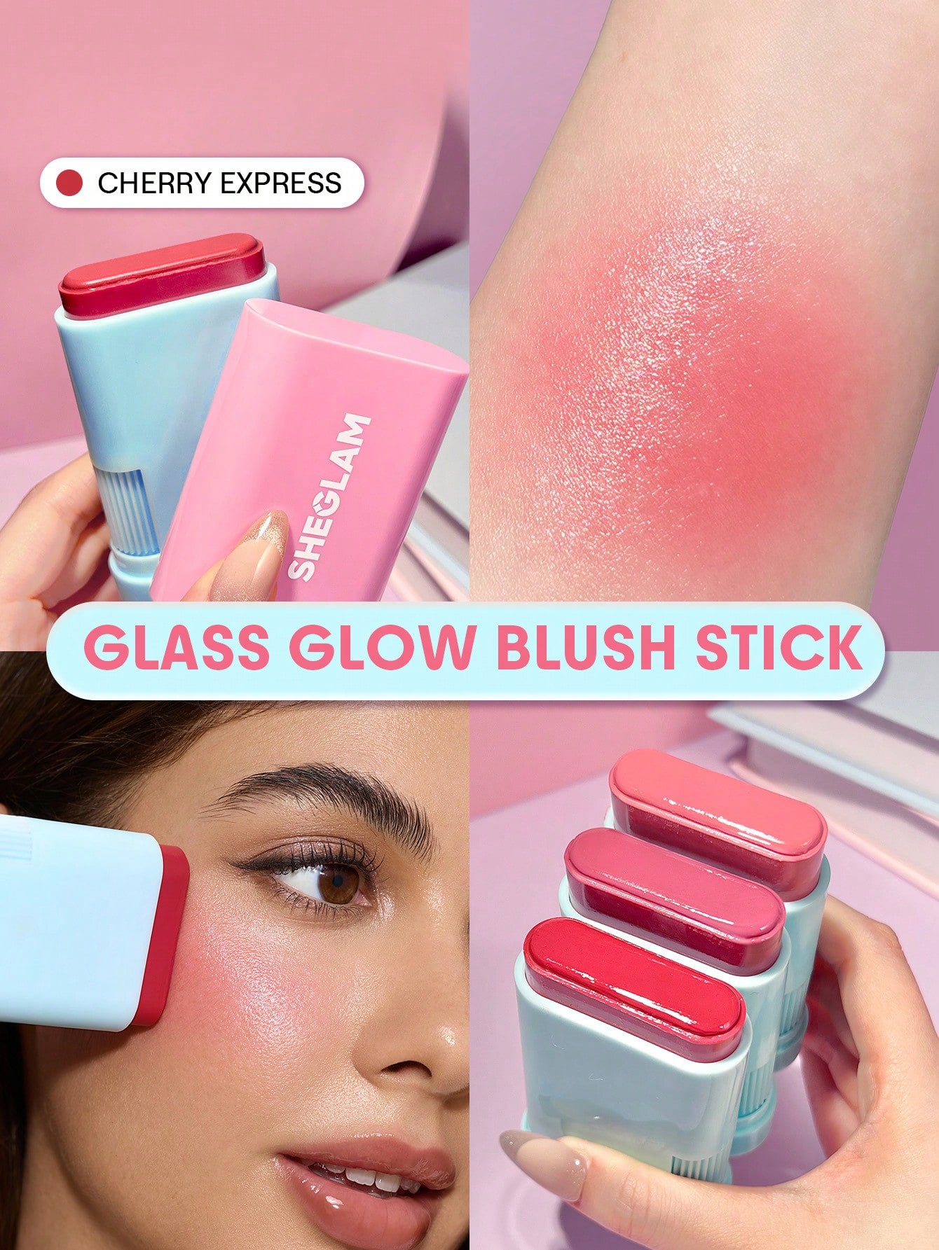 Sheglam-glass glow blush stick-cherry expres 