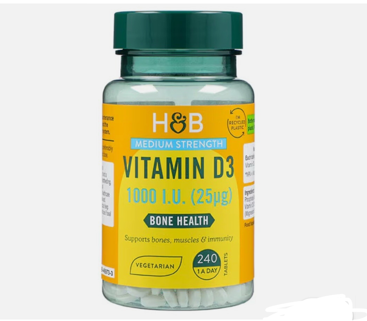 HB Holland & Barrett Vitamin D3 240 Tablets Potency 25ug 1000 IU A69