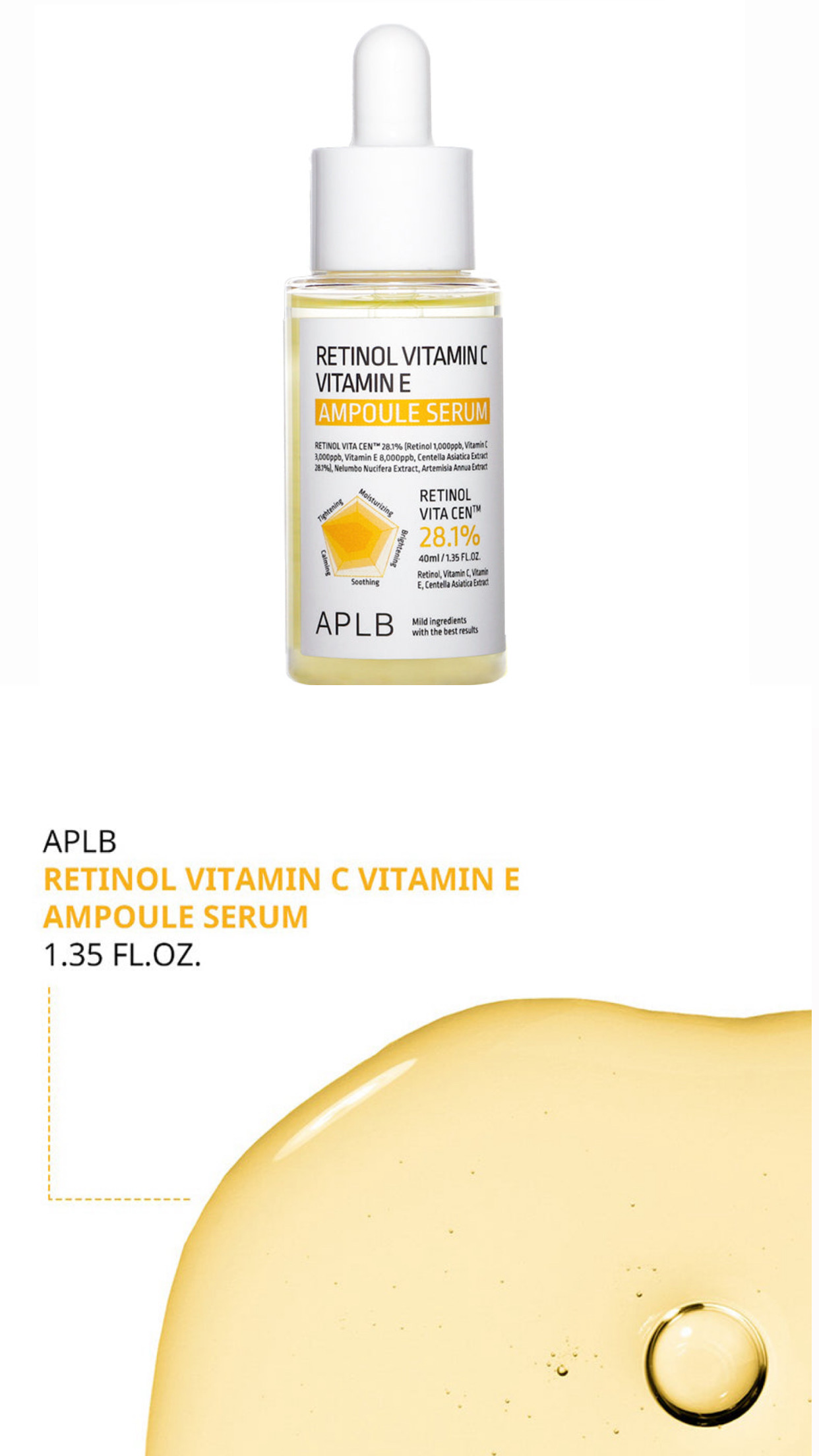 APLB Retinol Vitamin C Vitamin E Ampoule Serum-40ml