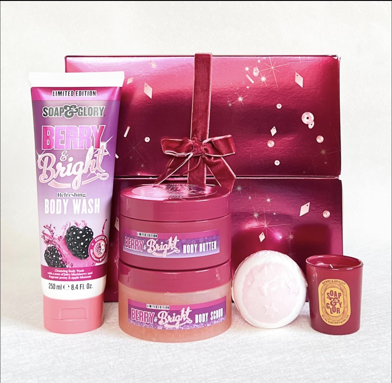 soap & glory be berry & bright collection 5 piece