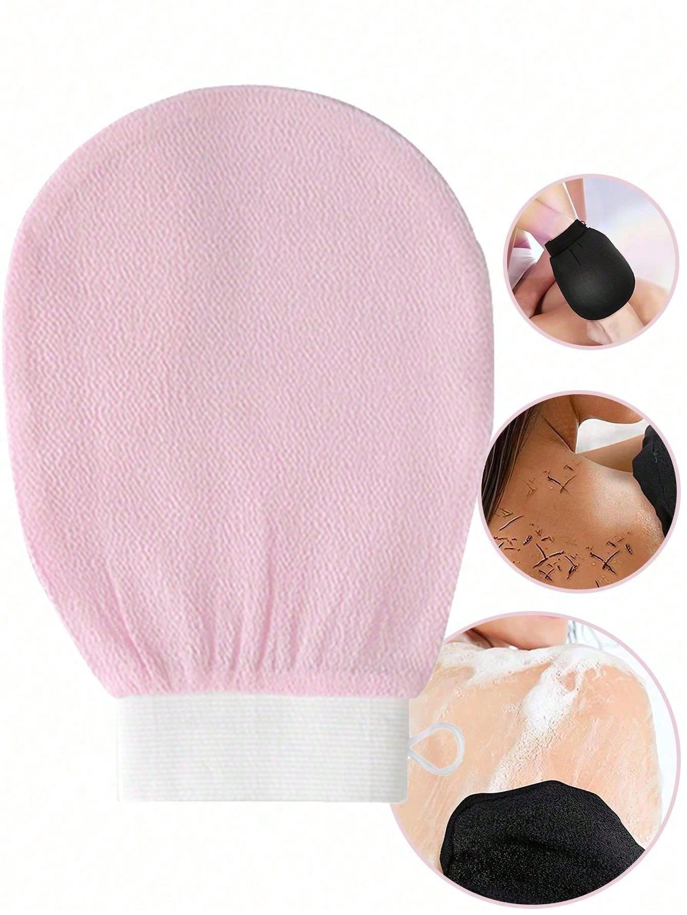 Body exfoliating gloves body cleansing -pink