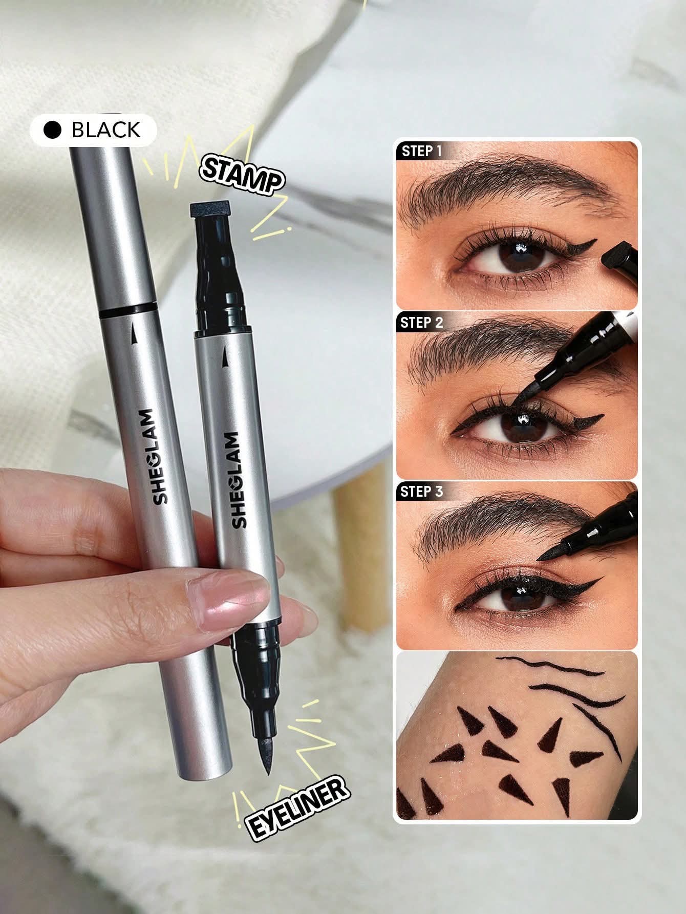 Sheglam-Wing It Waterproof Liner Duo-Black 2 In 1 Waterproof Liquid Eyeliner-black