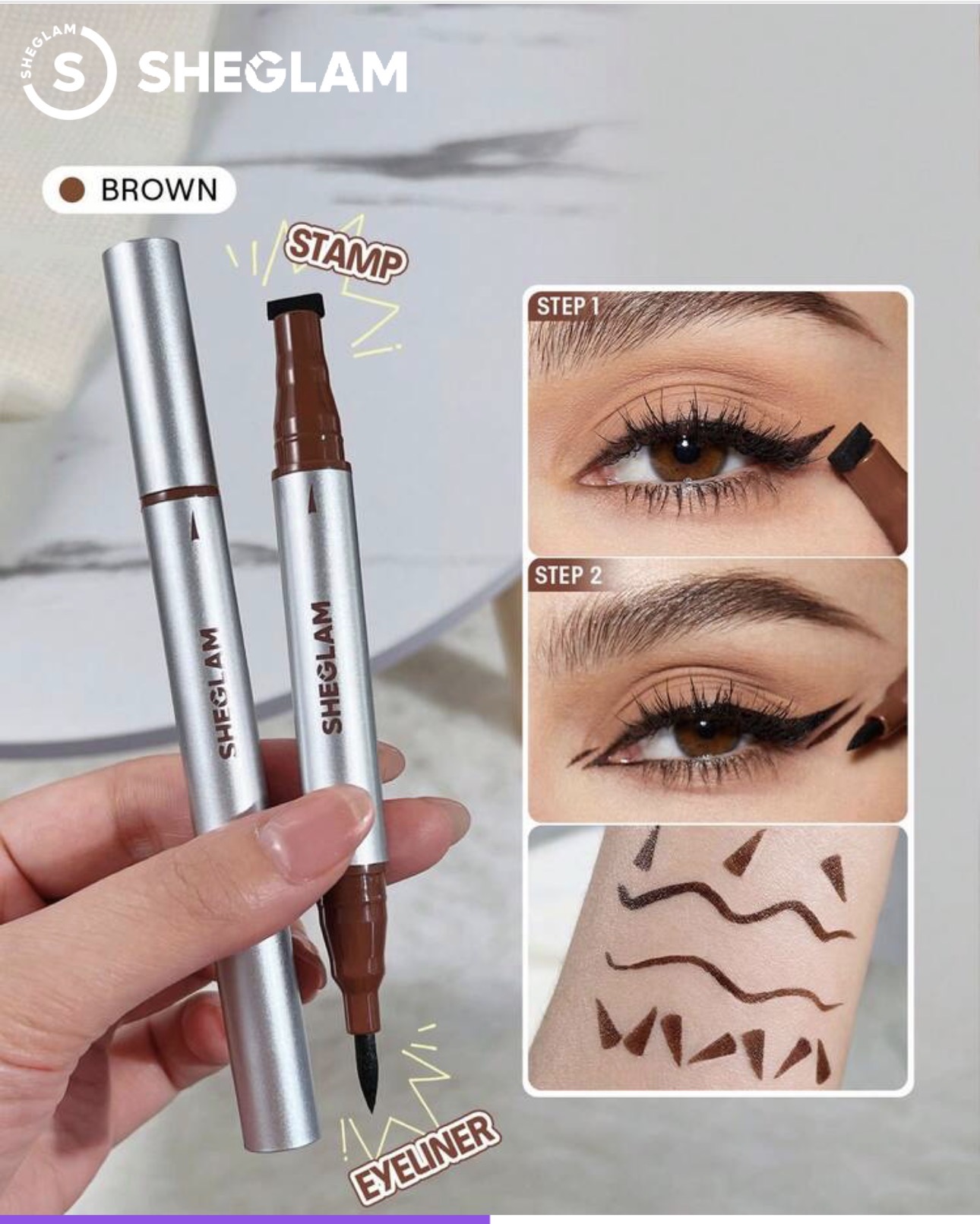 Sheglam-Wing It Waterproof Liner Duo-Black 2 In 1 Waterproof Liquid Eyeliner-brown