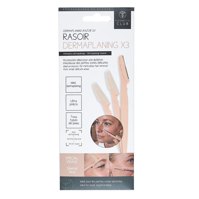 Cosmetic club-Dermaplaning Facial Razor, 3 Units