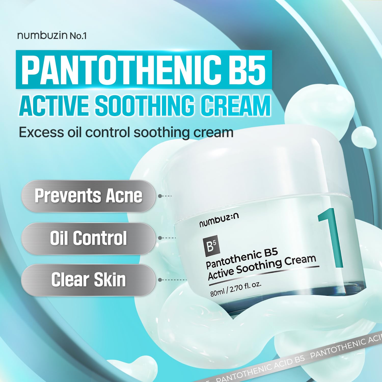 Numbuzin-No.1 Pantothenic B5 Active Soothing Cream-80ml