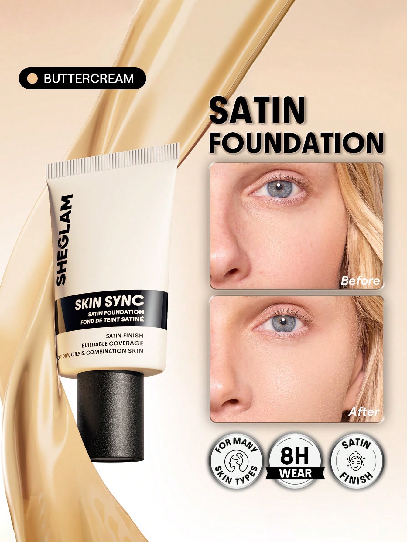 Sheglam Foundation Full Coverage-buttercream