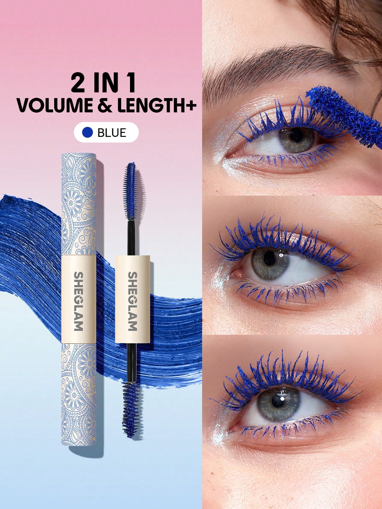 Sheglam-2-in-1 Volume & Length Mascara-Blue