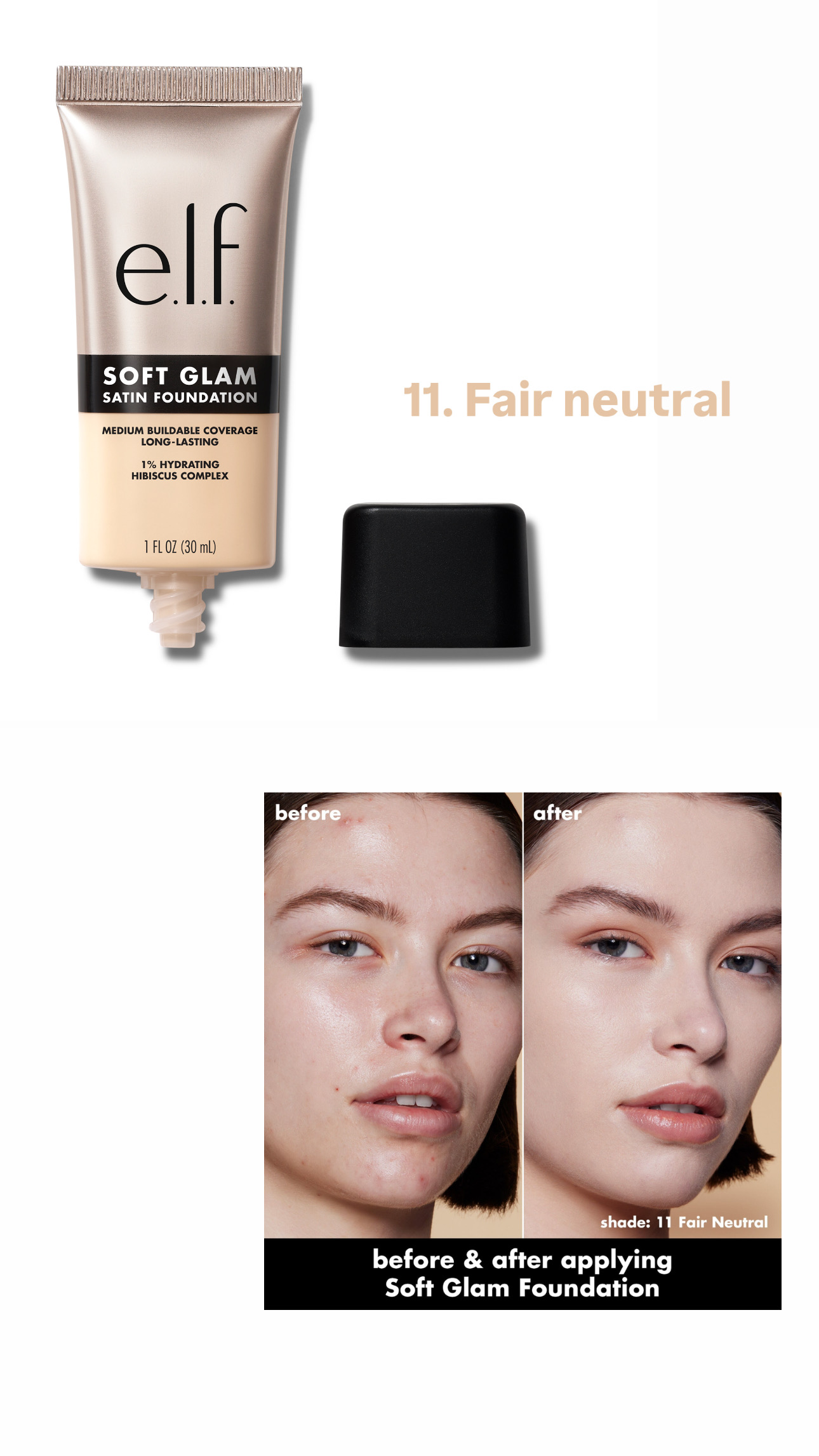 Elf-elf soft glam satin foundation-fair neutral-30ml