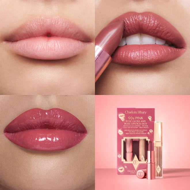Charlotte Tilbury-Kissing Duo Set 90s-Pink & Ibiza Nights Lip Lustre-set