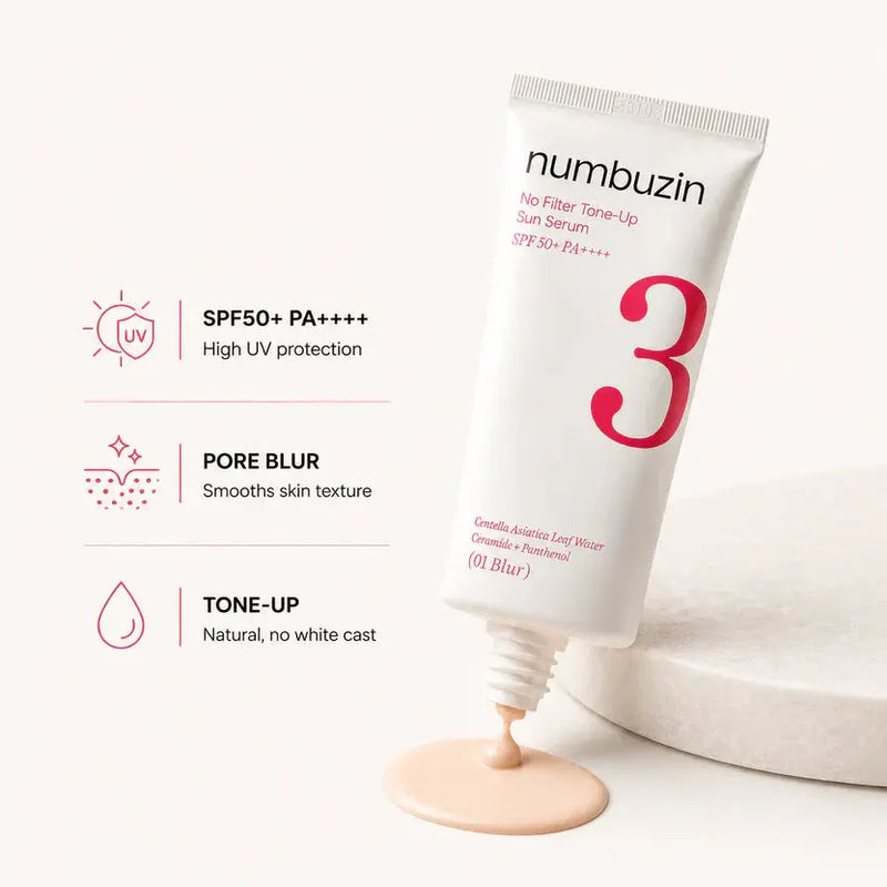 Numbuzin No.3 No Filter Tone-Up Sun Serum SPF 50+ PA++++ (01 Blur)-50ml