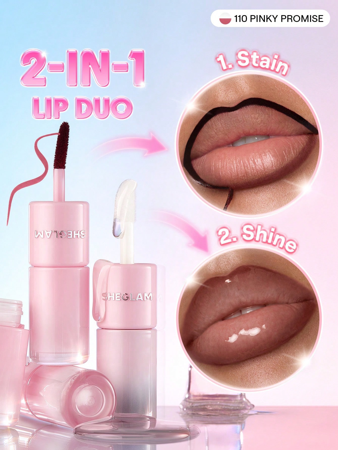 Sheglam-2-In-1 Lip Duo-Pinky promise