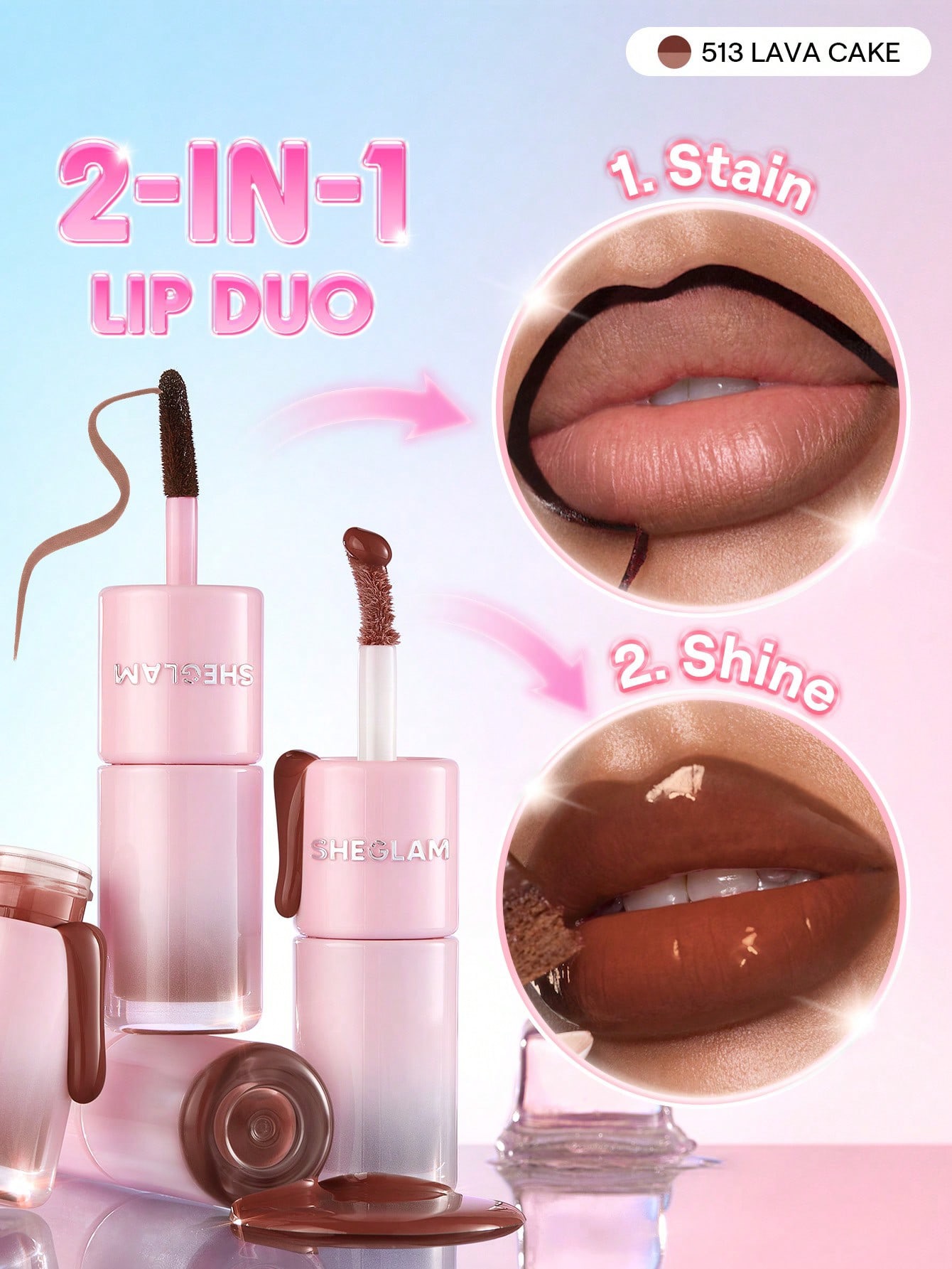 Sheglam-2-In-1 Lip Duo-513 lava cake 