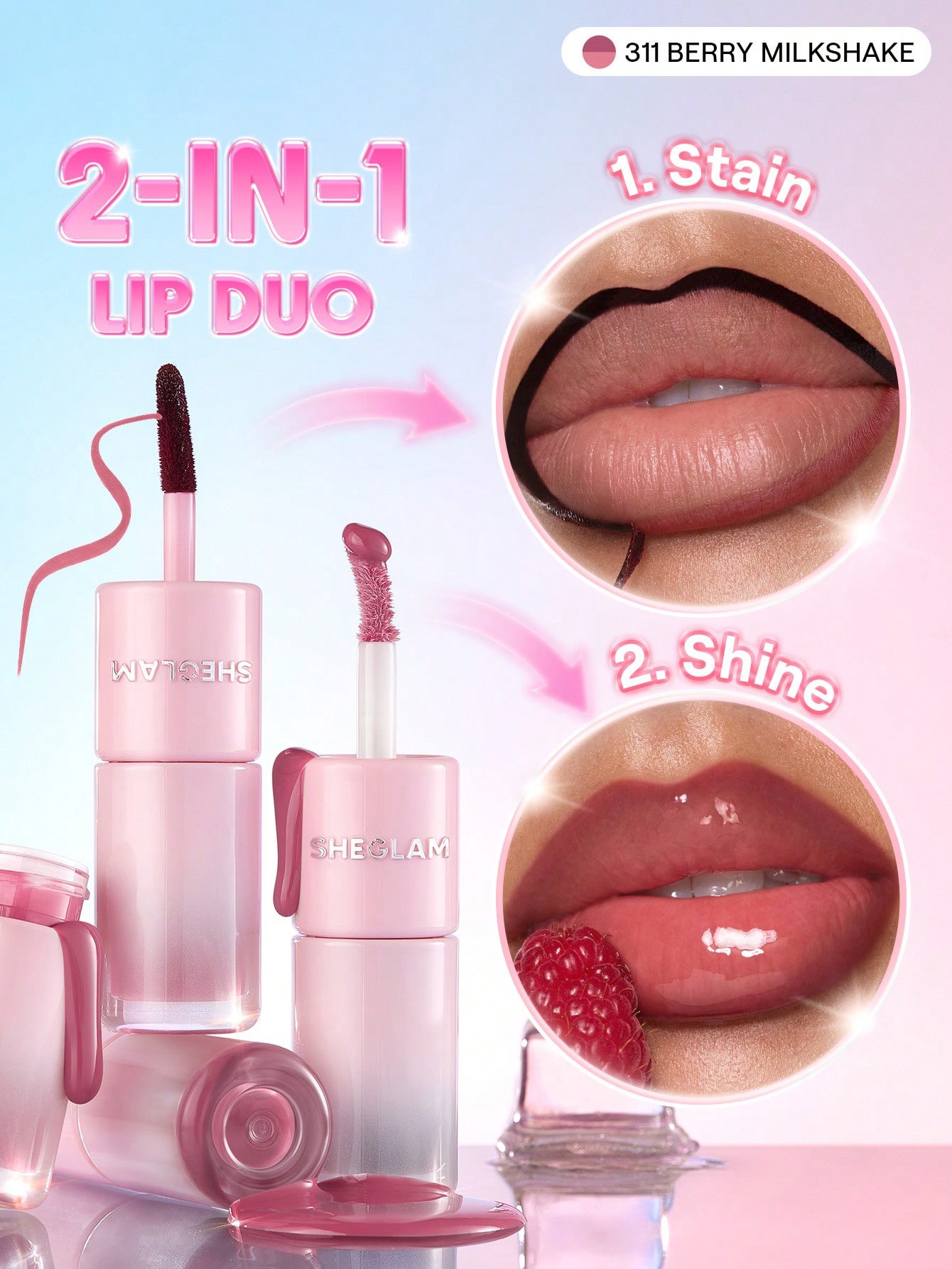 Sheglam-2-In-1 Lip Duo-311 berry milkshake 