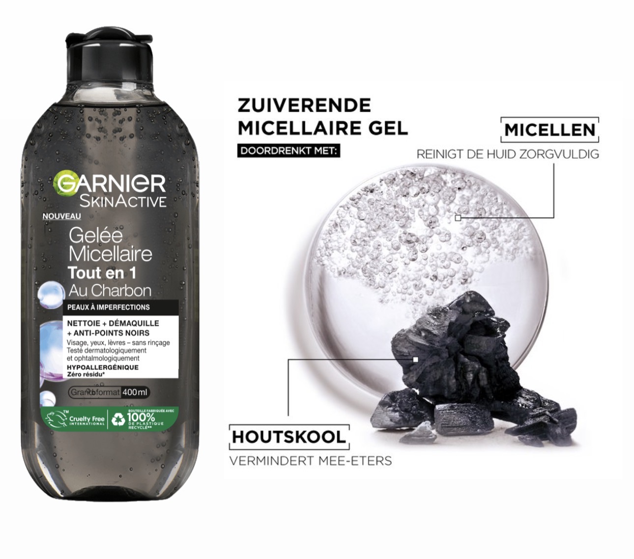 Garnier SkinActive Gelée Micellaire Tout en 1 Au Charbon-400ml